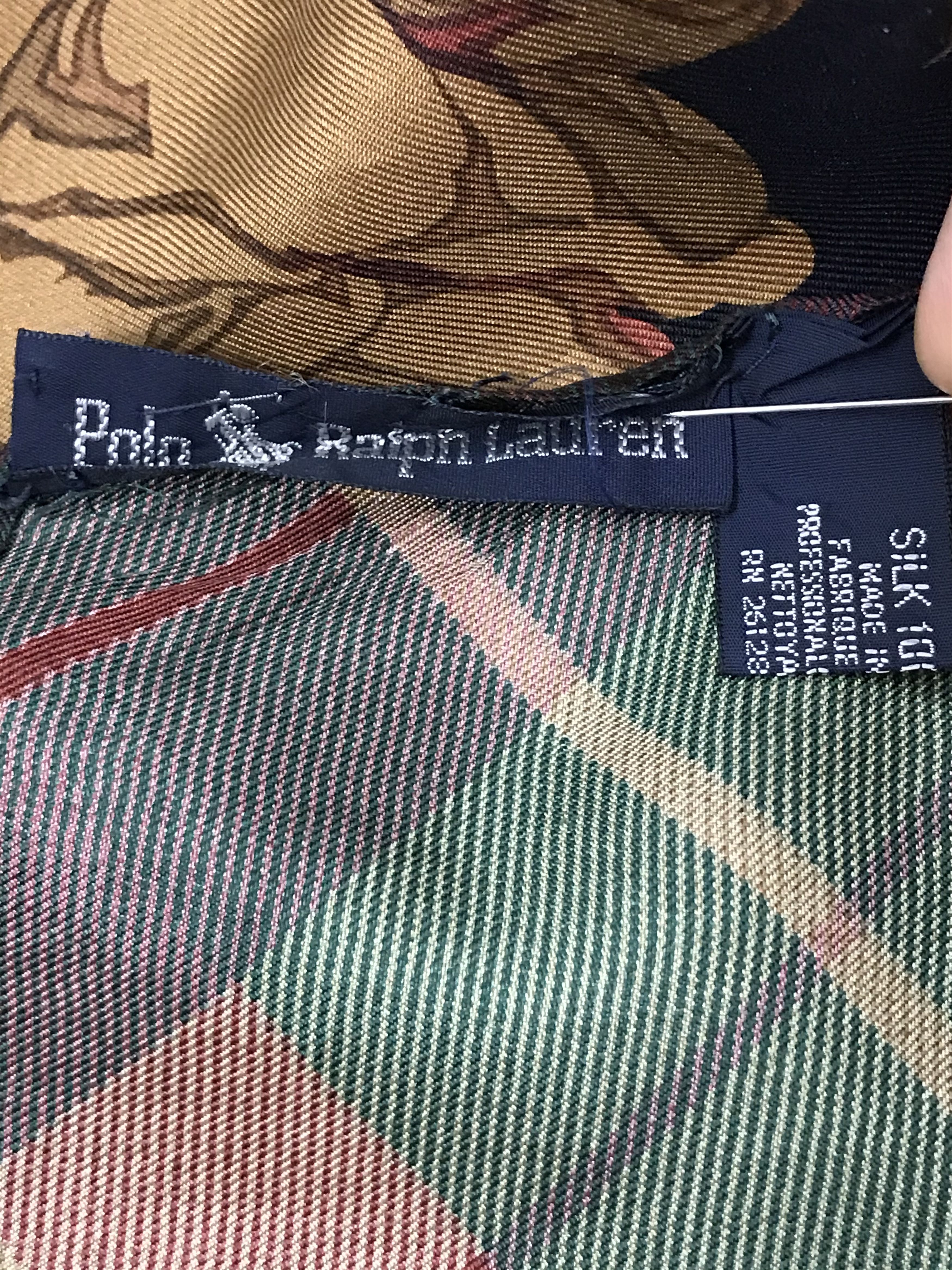Ralph Lauren RL402 Vintage Ralph Lauren Silk Scarf Shawl Designer Scarf Size ONE SIZE - 4 Thumbnail