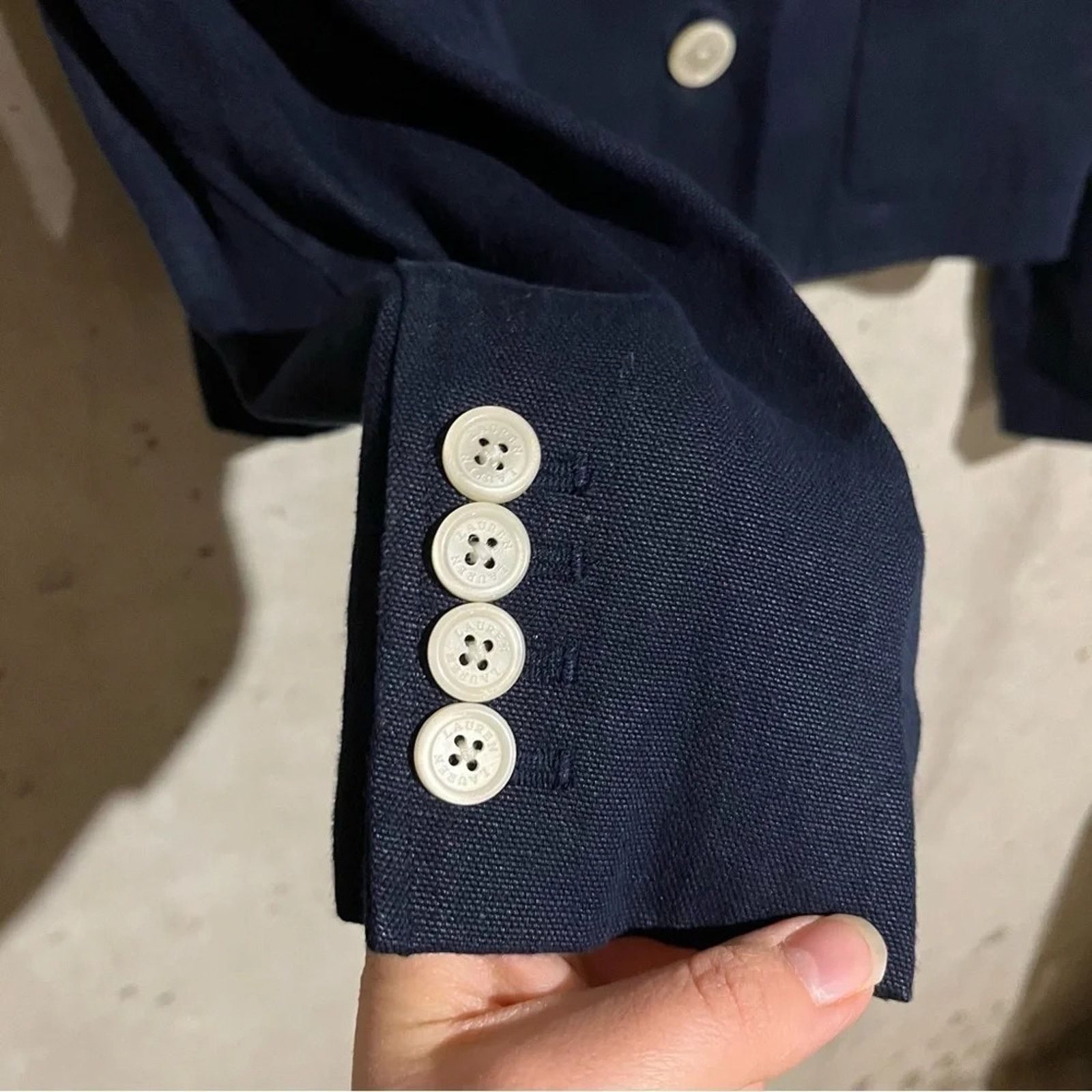 Lauren Ralph Lauren Ralph Lauren Women's Navy Blue 100% Linen Lined Blazer Sz 8 Size M / US 6-8 / IT 42-44 - 3 Thumbnail