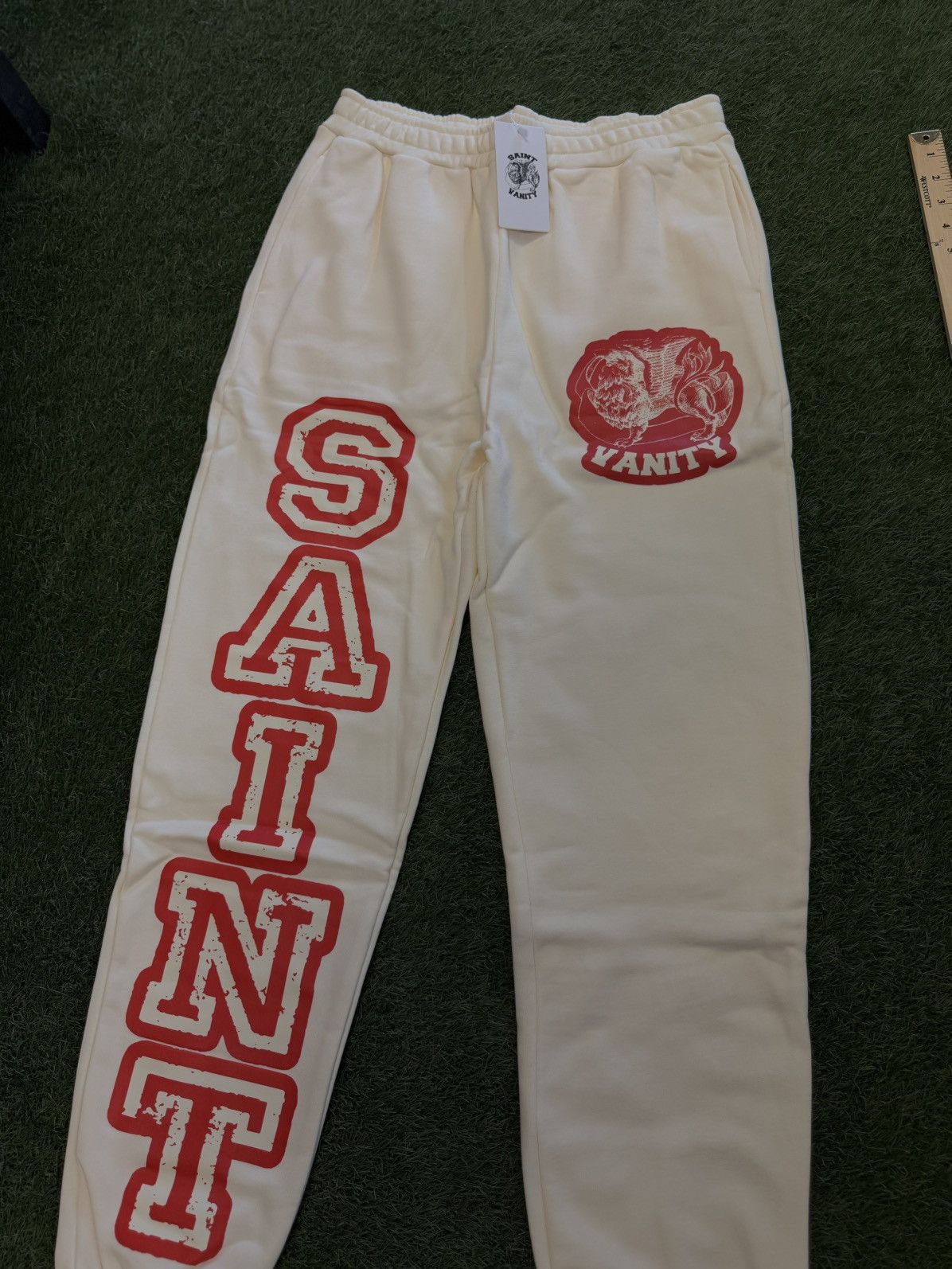 Saint Vanity Saint Vanity Cream Red Sweatpants Size XL (NEW) Size US 31 - 3 Thumbnail