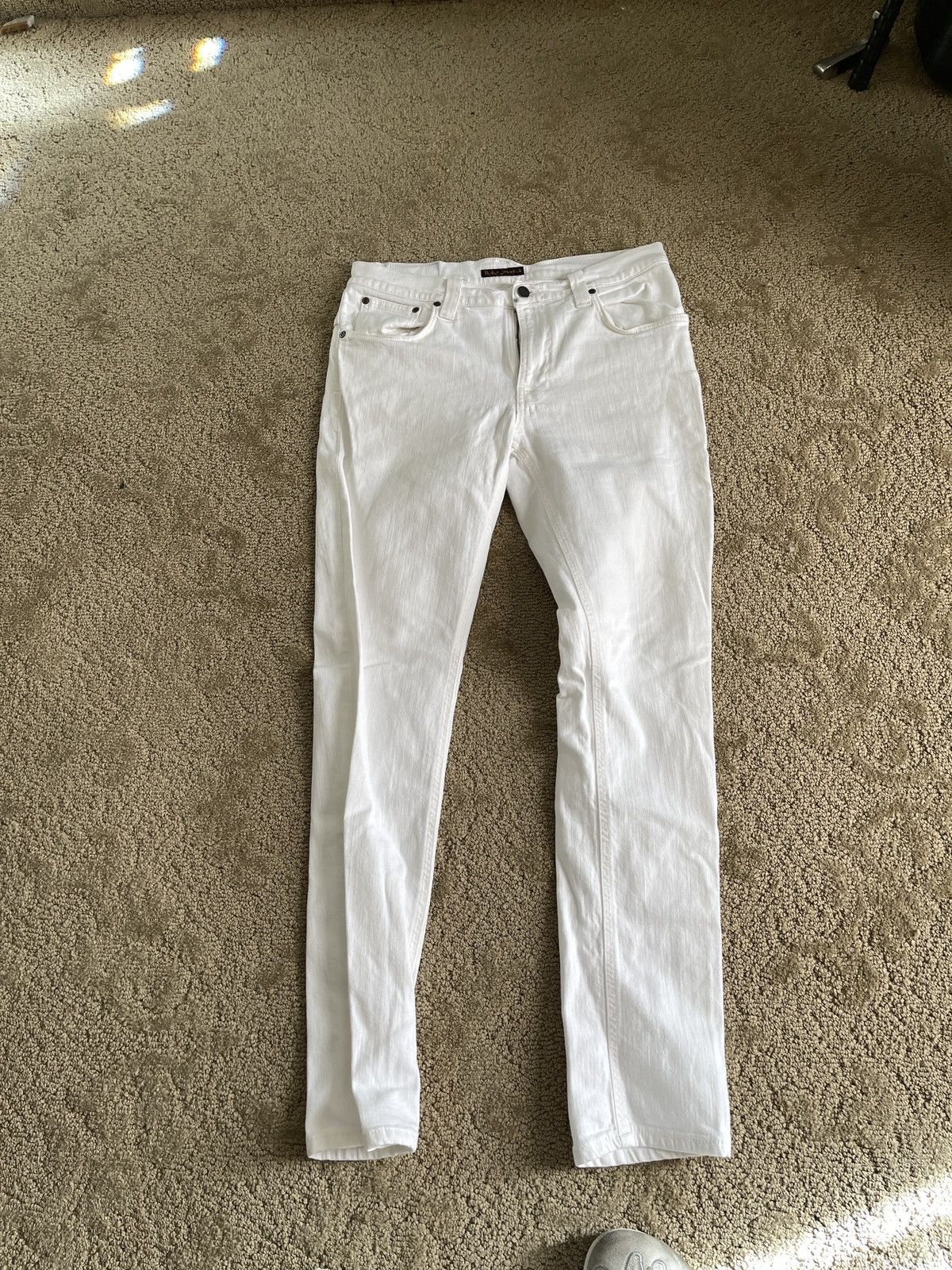 Nudie Jeans White Jeans Size US 33 - 1 Thumbnail