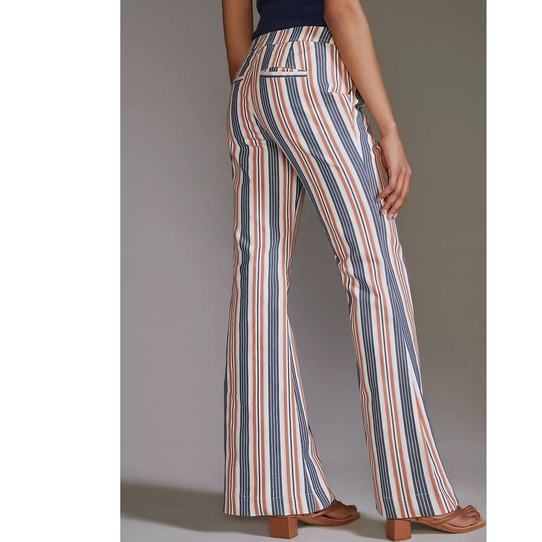 Anthropologie New By Anthropologie Low-Rise Striped Flare Pants $140 Sz 6 Size 28" / US 6 / IT 42 - 5 Thumbnail