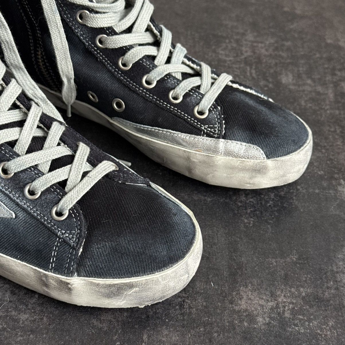 Golden Goose Golden Goose Francy Distressed Navy Denim High-Top Sneakers Size US 9 / IT 39 - 17 Thumbnail