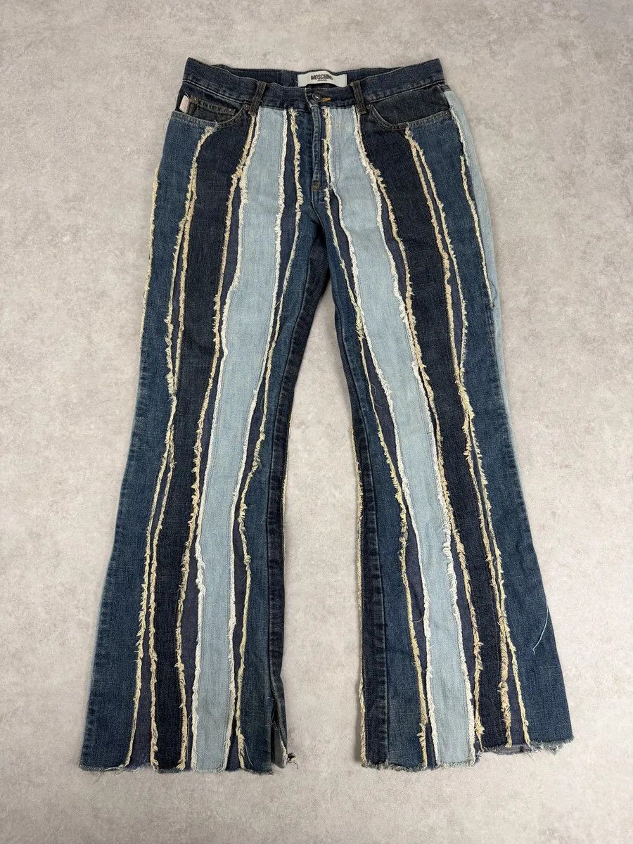 Moschino 2000s Moschino Denim Lines Blue Destroyed Jeans Size US 30 / EU 46 - 1 Thumbnail