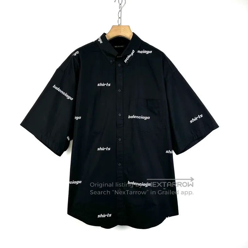 Balenciaga Balenciaga Black Bulletproof Vest Logo Short Sleeve Shirt Size M / US 6-8 / IT 42-44 - 1 Thumbnail