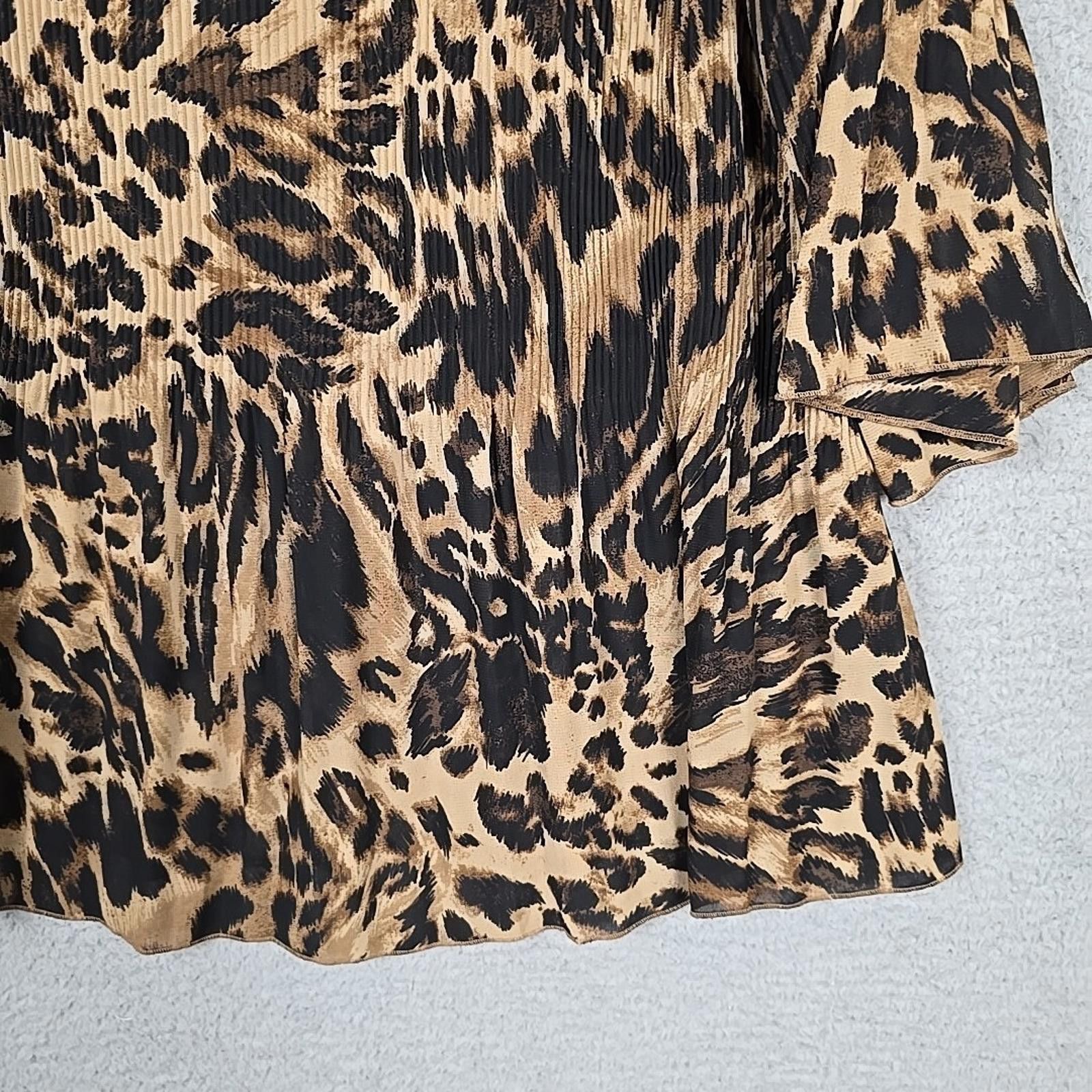Other JMS Womens Plus Size 3X Leopard Print Pleated Top 3/4 Sleeve Size 3XL / US 20-22 - 8 Thumbnail
