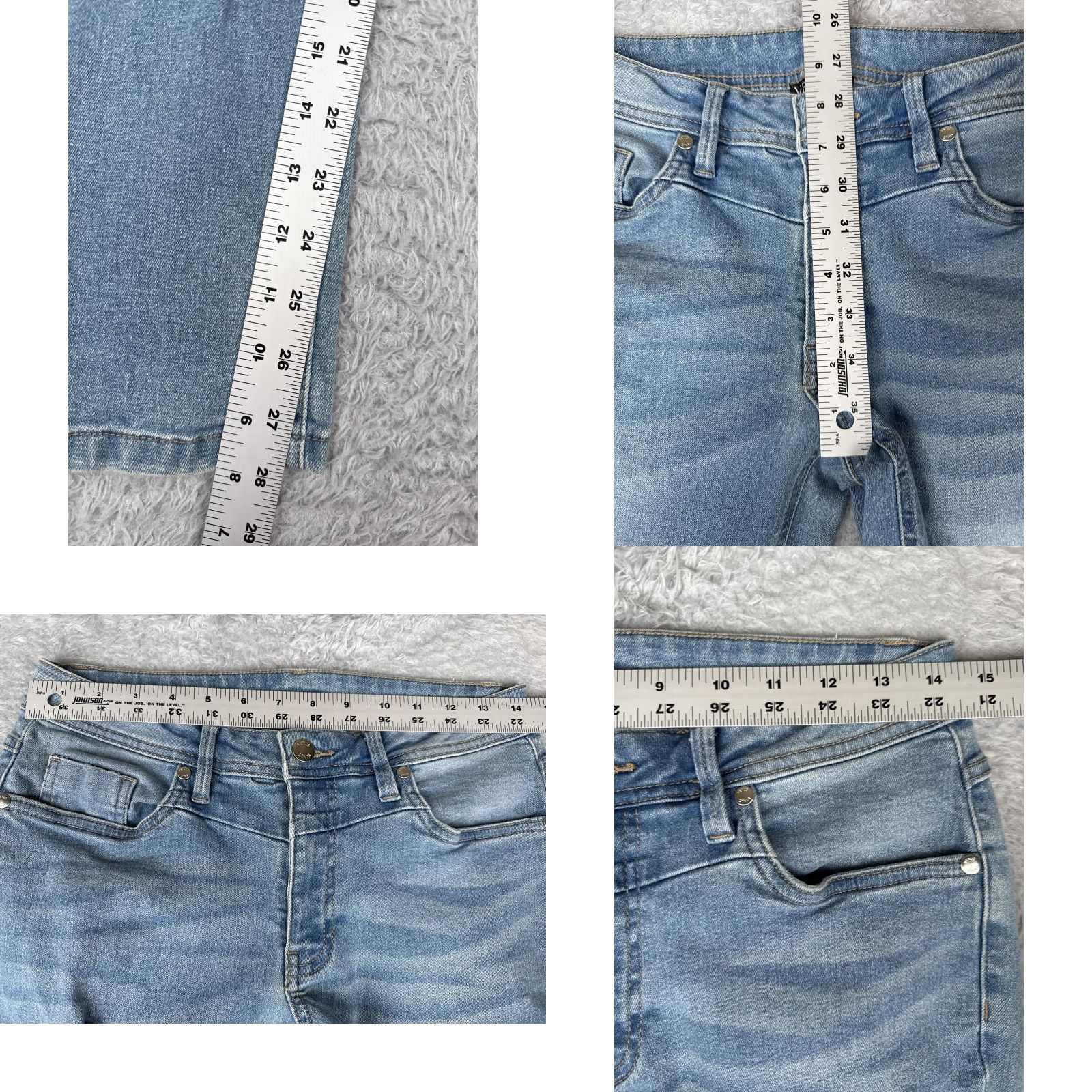 Venus Venus Jeans Womens 4 Blue Light Wash Skinny Ankle Zip Distressed Stretch Denim Size 28" / US 6 / IT 42 - 8 Thumbnail