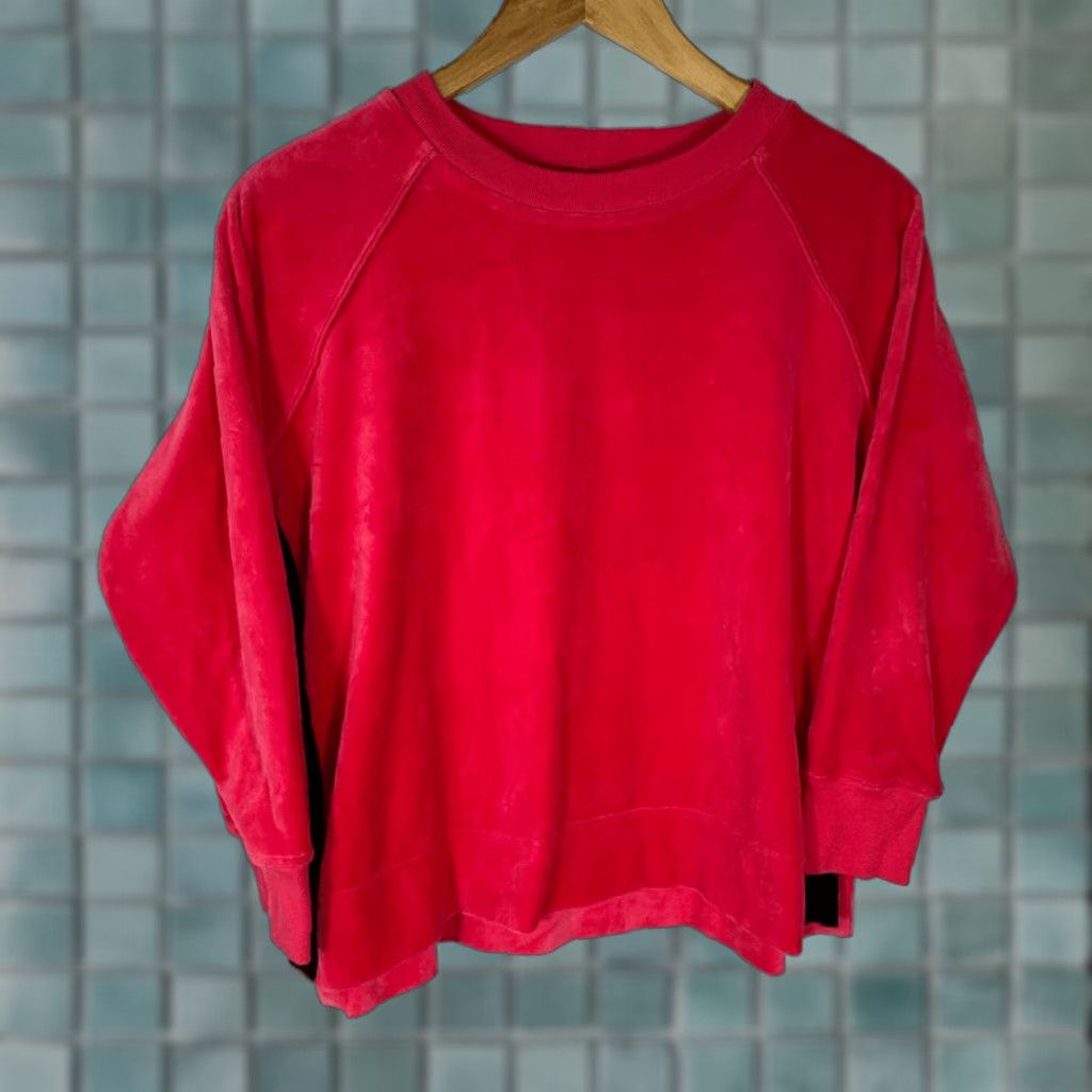 Vintage Tuckernuck Shirt Womens XS Hot Pink Velour Maggie Pullover Crewneck Boxy Fit Pink Ribbon Trim Women XS Velour Pullover Shirt Size XS / US 0-2 / IT 36-38 - 1 Thumbnail