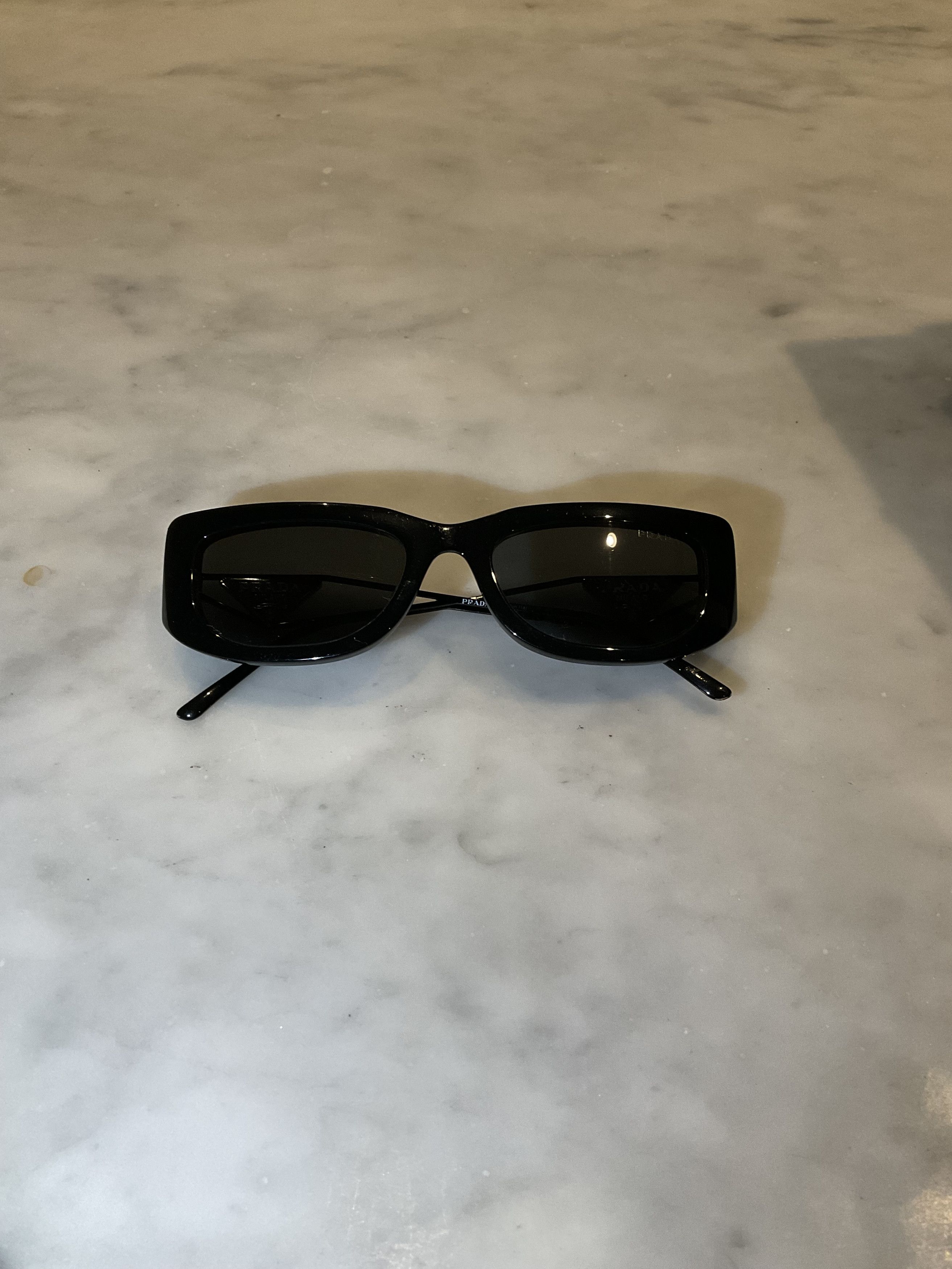 image of Prada Triangle Logo Sunglasses in Slate Grey, Women's