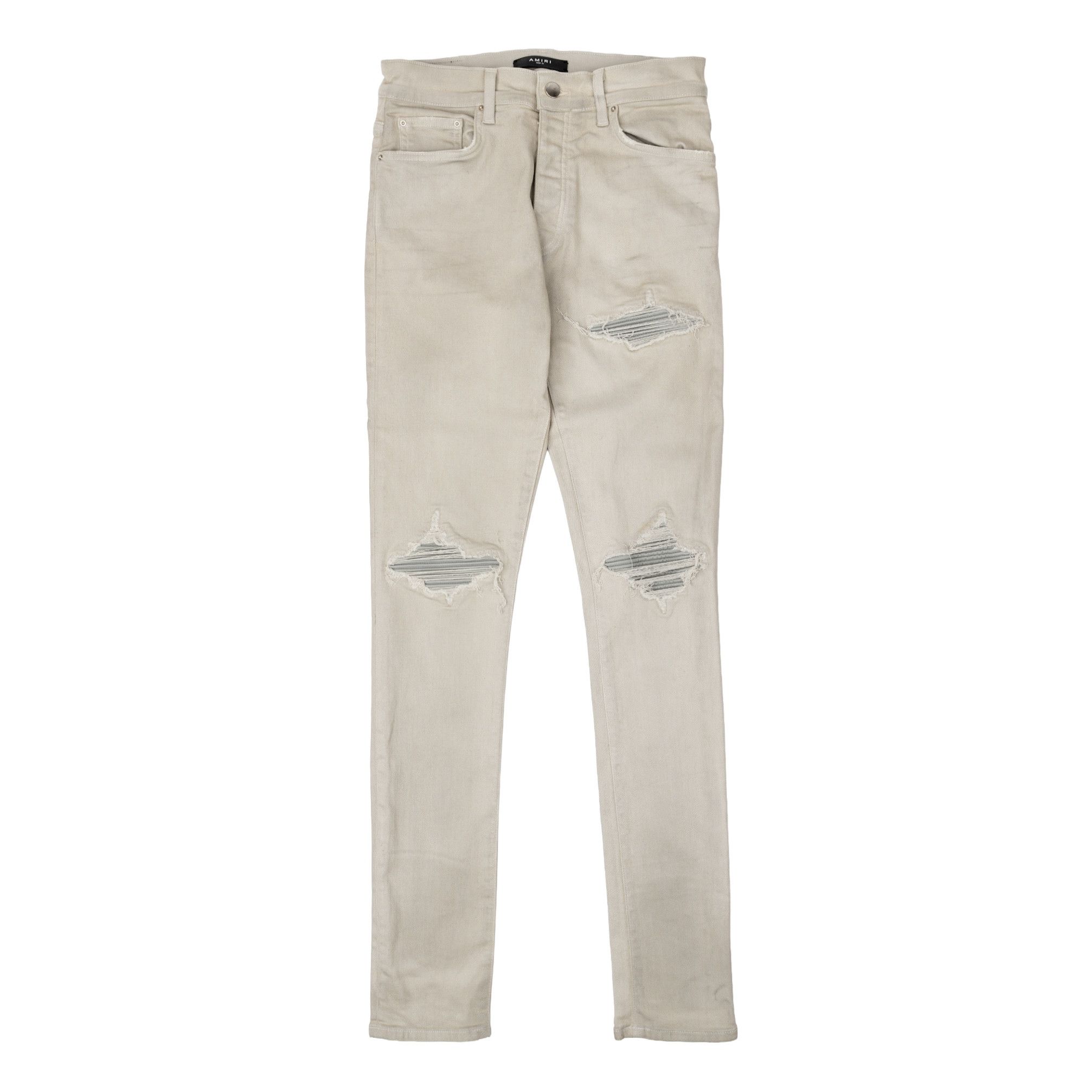 Amiri Amiri MX1 Leather Patch Jeans Waxed Gray Violet Size US 31 - 1 Thumbnail