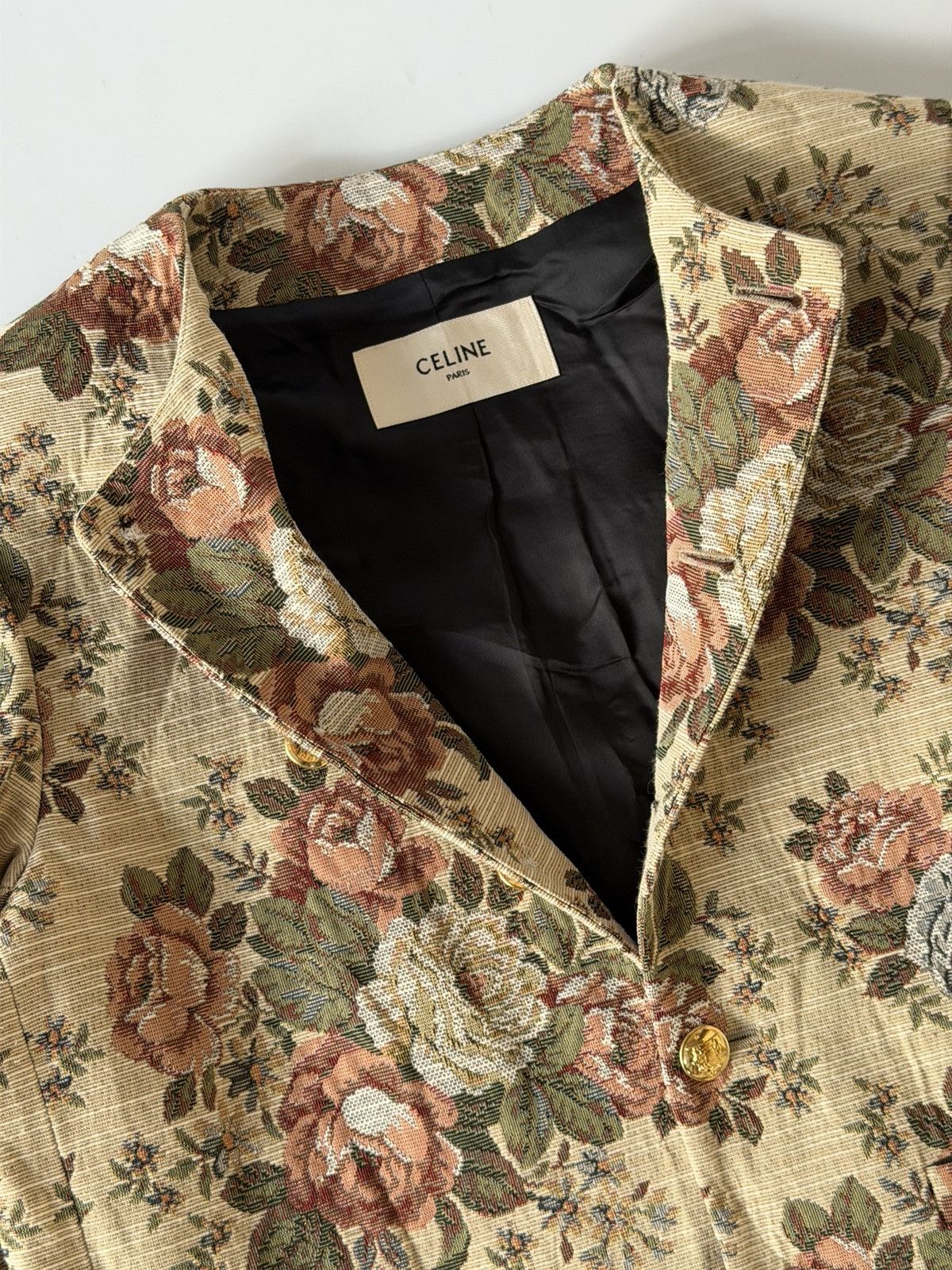 Celine Celine Pre-Spring 2020 Beige Floral Print Evening Jacket Size S / US 4 / IT 40 - 6 Thumbnail