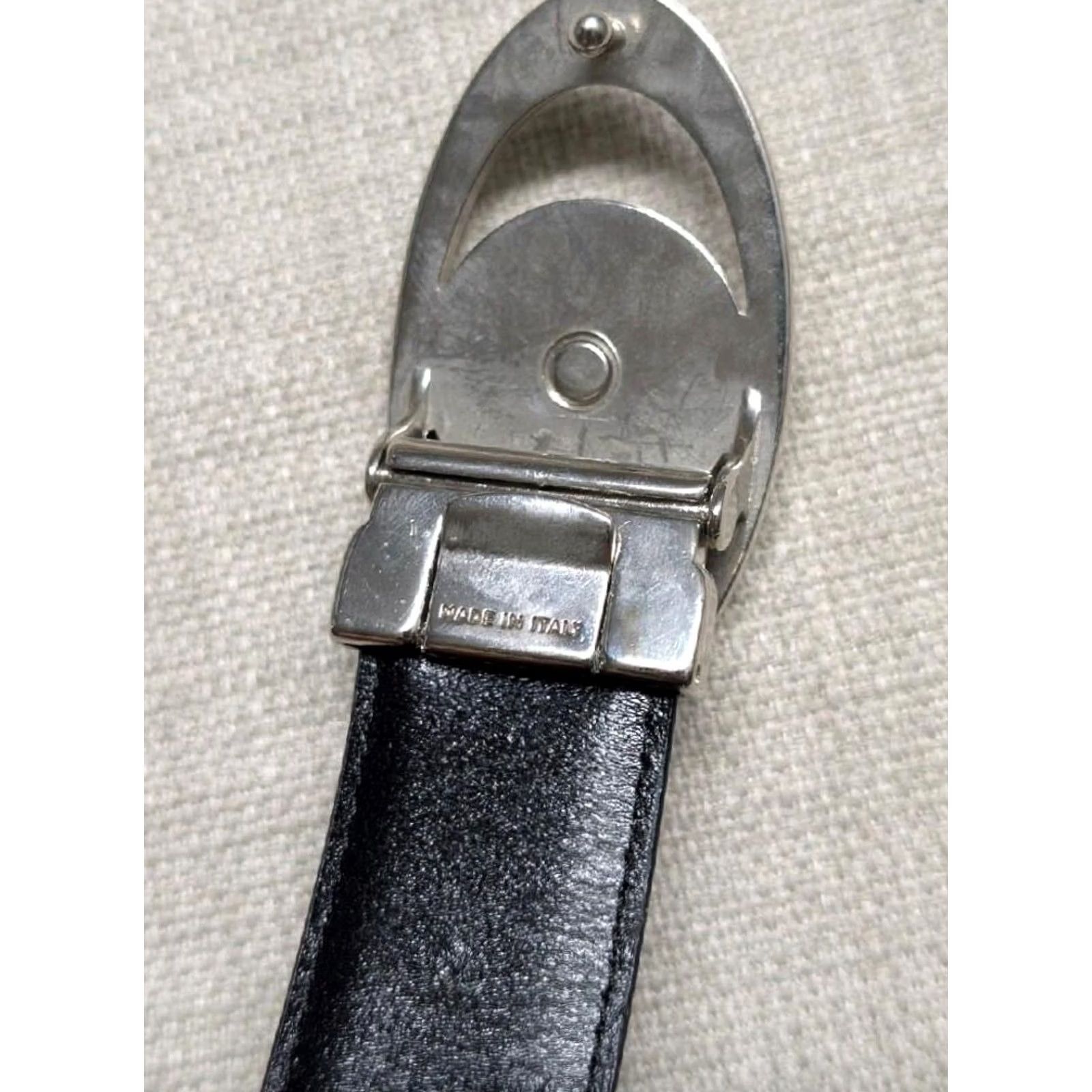 Versace VINTAGE Versace belt MEDUSA black leather chrome buckle belt Men 34") Size 34 - 6 Thumbnail