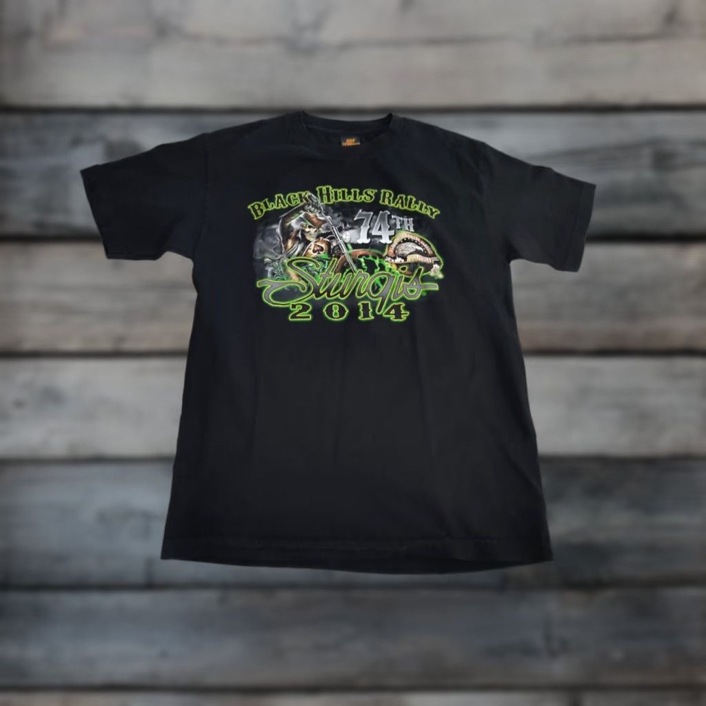 Vintage VINTAGE Sturgis Black Hills Rally 2014 T-Shirt Crew Neck 100% Cotton Mens Medium Black 74th Rally Motorcycle Biker Graphic Tee Size US M / EU 48-50 / 2 - 1 Thumbnail