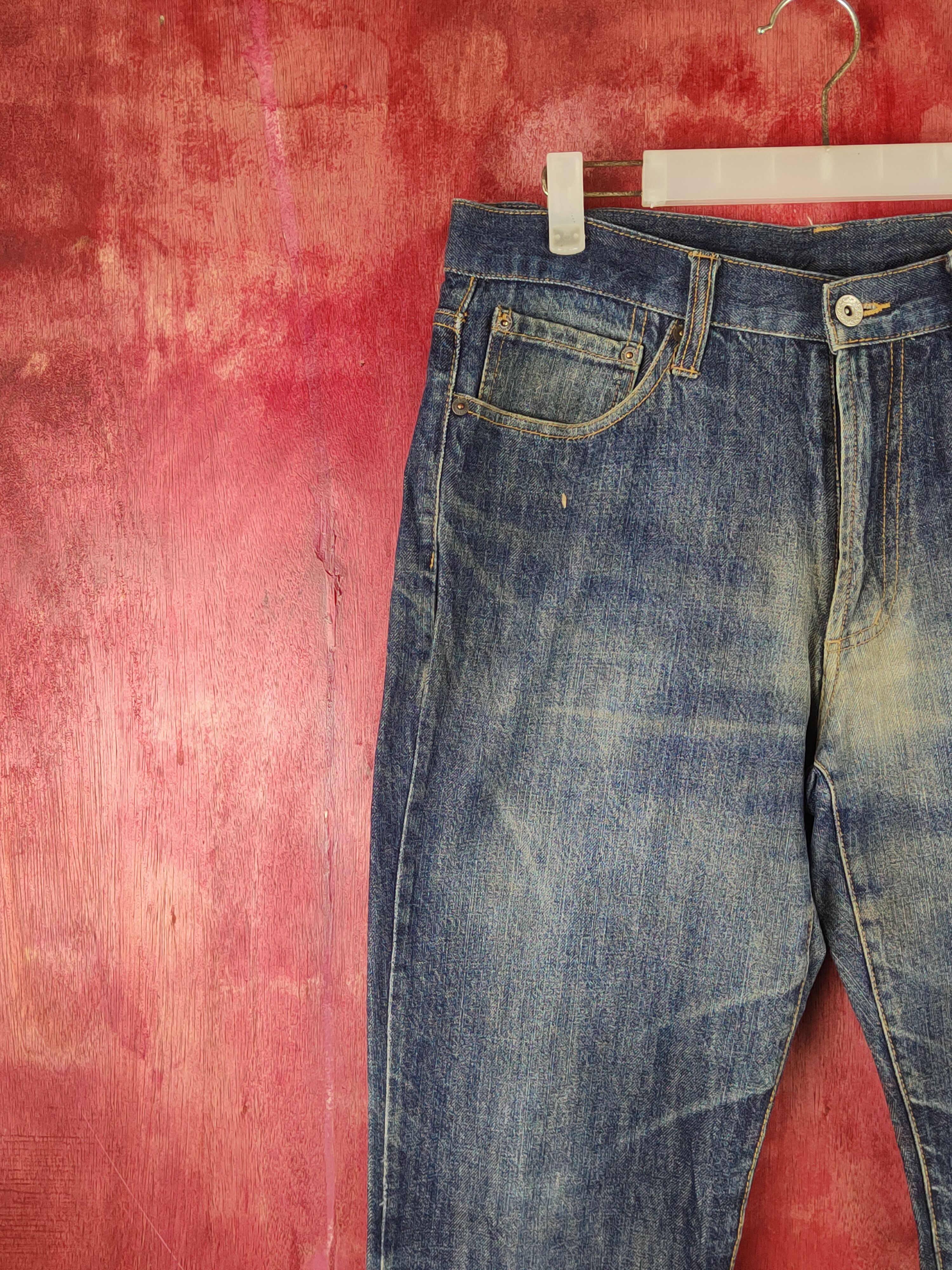 Japanese Brand Japanese Brand Dark Blue Faded jeans Denim #S1548 Size US 34 / EU 50 - 3 Thumbnail