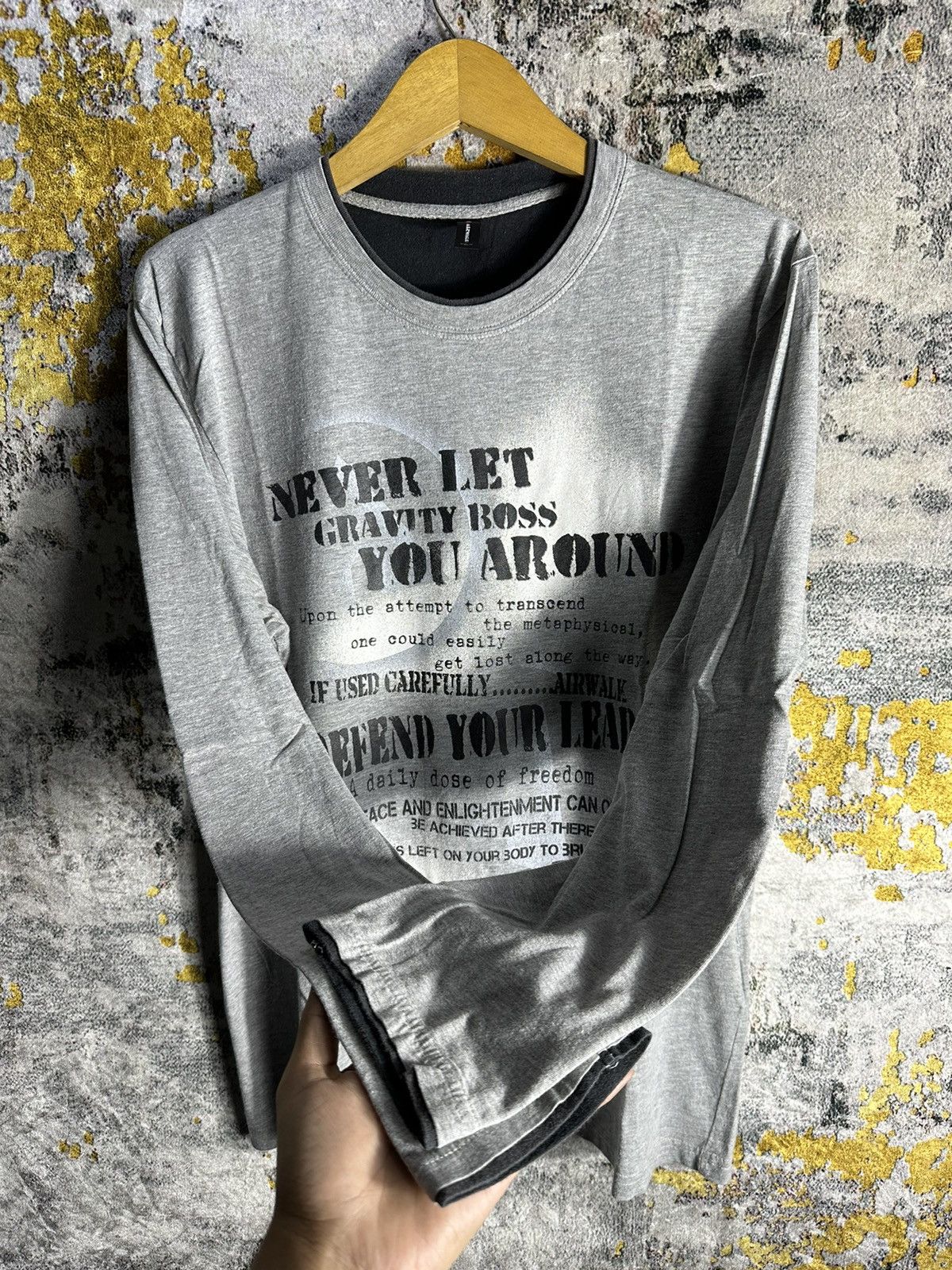 Japanese Brand AIRWALK ABSTRACT POEM DOUBLE COLLAR LONG SLEEVE LGB STYLE Size US L / EU 52-54 / 3 - 3 Thumbnail