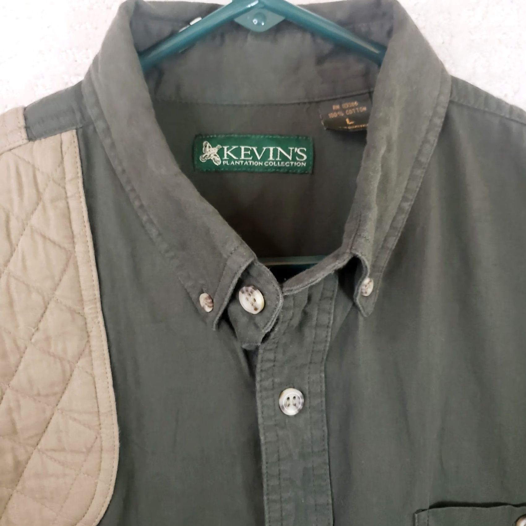 Vintage Kevin's Plantation Shooting Shirt Men’s L Green Button-Up Long Sleeve Patch" Size US L / EU 52-54 / 3 - 4 Thumbnail