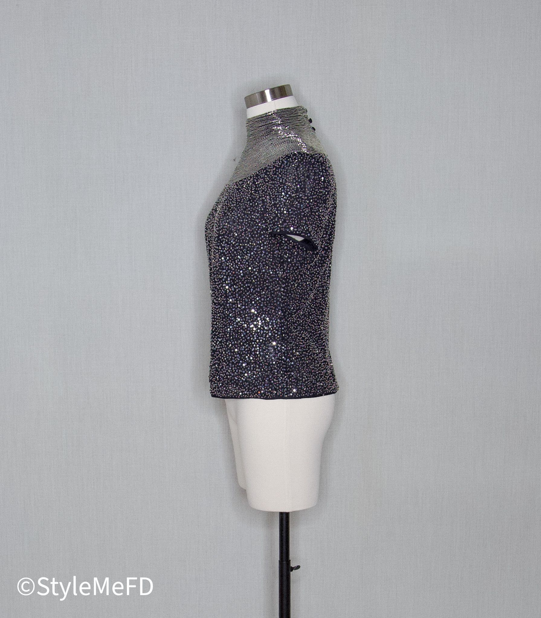 Escada ESCADA VINTAGE Beaded Black Top Size S / US 4 / IT 40 - 2 Thumbnail