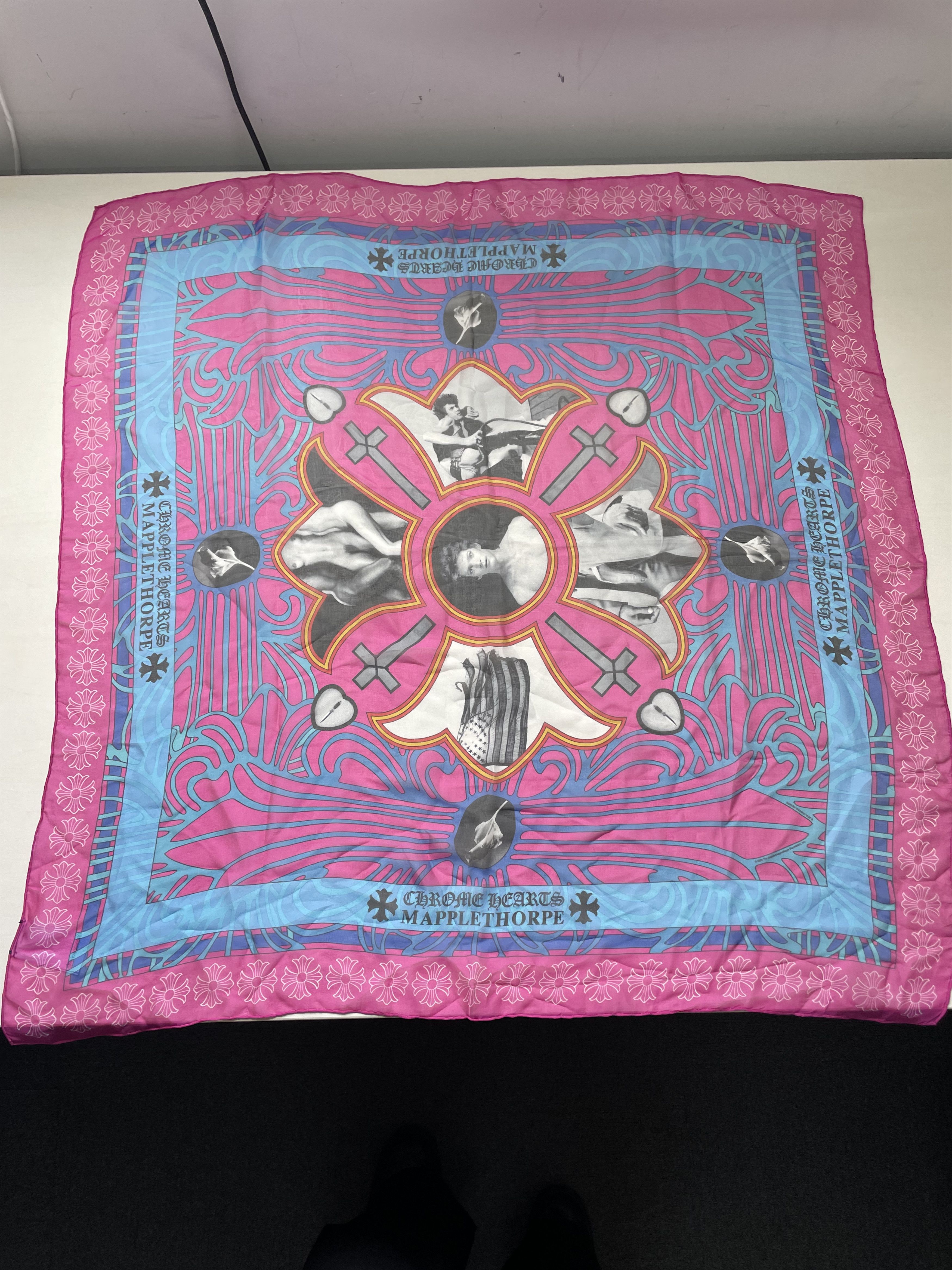 Chrome Hearts Chrome Hearts Mapplethorpe Print Pink Silk Scarf Size ONE SIZE - 6 Thumbnail