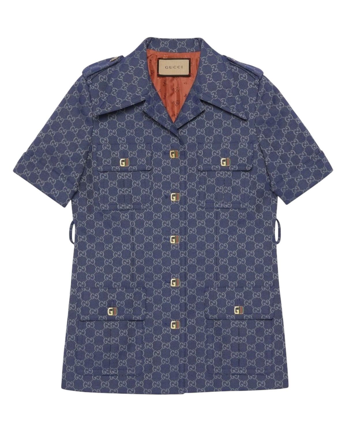 Gucci Gucci Interlocking GG Canvas Jacket Shirt in Blue Size M / US 6-8 / IT 42-44 - 1 Thumbnail