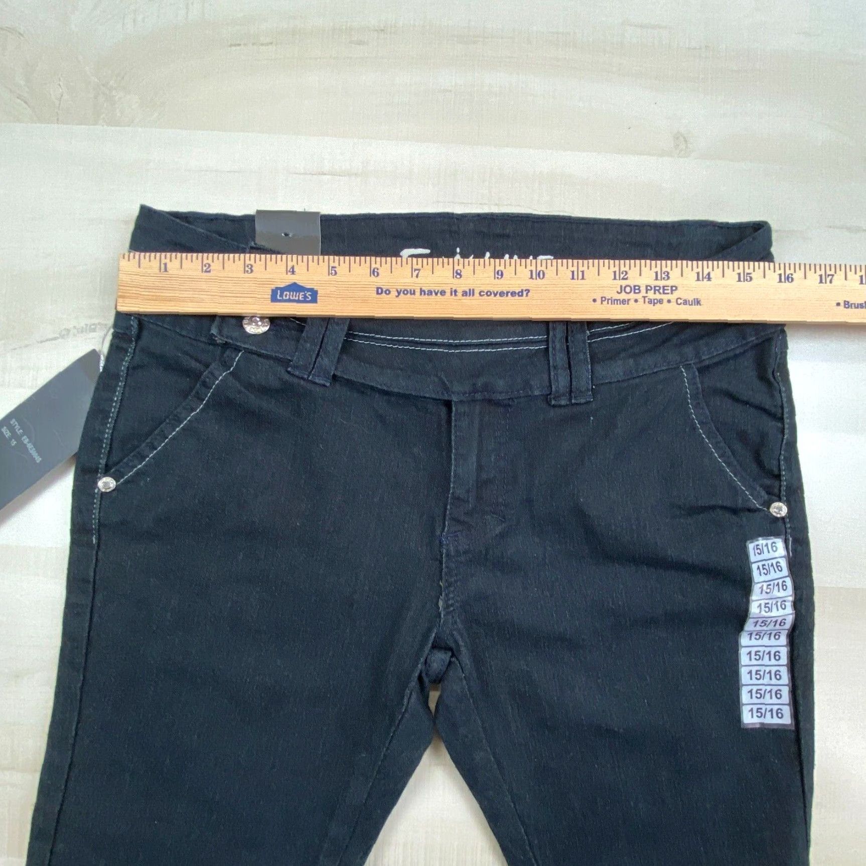 Celine E Line Womens Black Mid Rise Skinny Jeans Juniors Size 15 Stretch Cotton Blend Size 36" / US 14 / IT 50 - 6 Thumbnail
