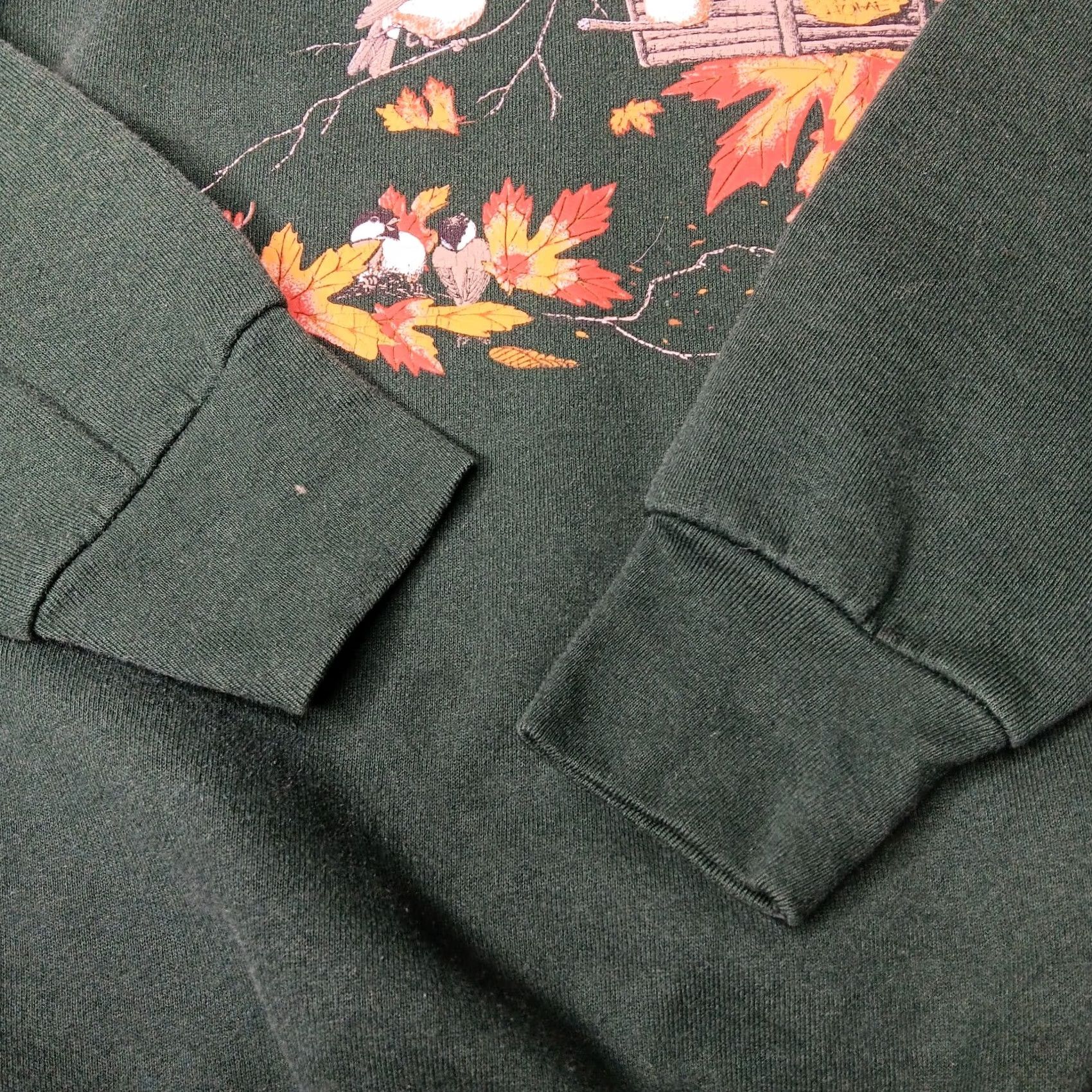 Fruit Of The Loom VINTAGE Fruit of the Loom Sweatshirt Woman L Green Nature Tree Birds Crew Neck Long Sleeve Pullover KnIT Fall Size L / US 10 / IT 46 - 4 Thumbnail