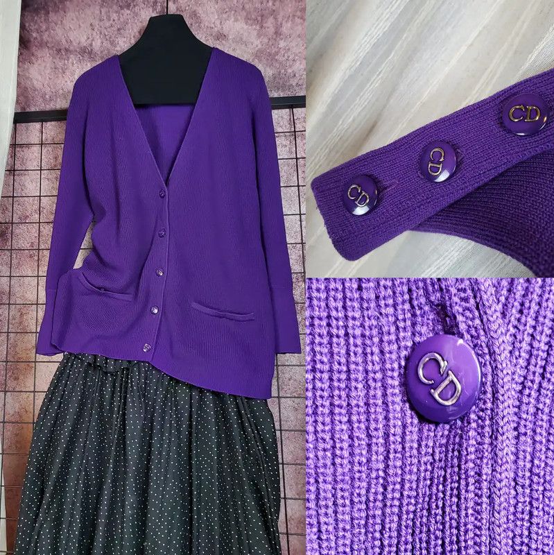 Dior Purple Long Sleeve Cardigan for Women 0089