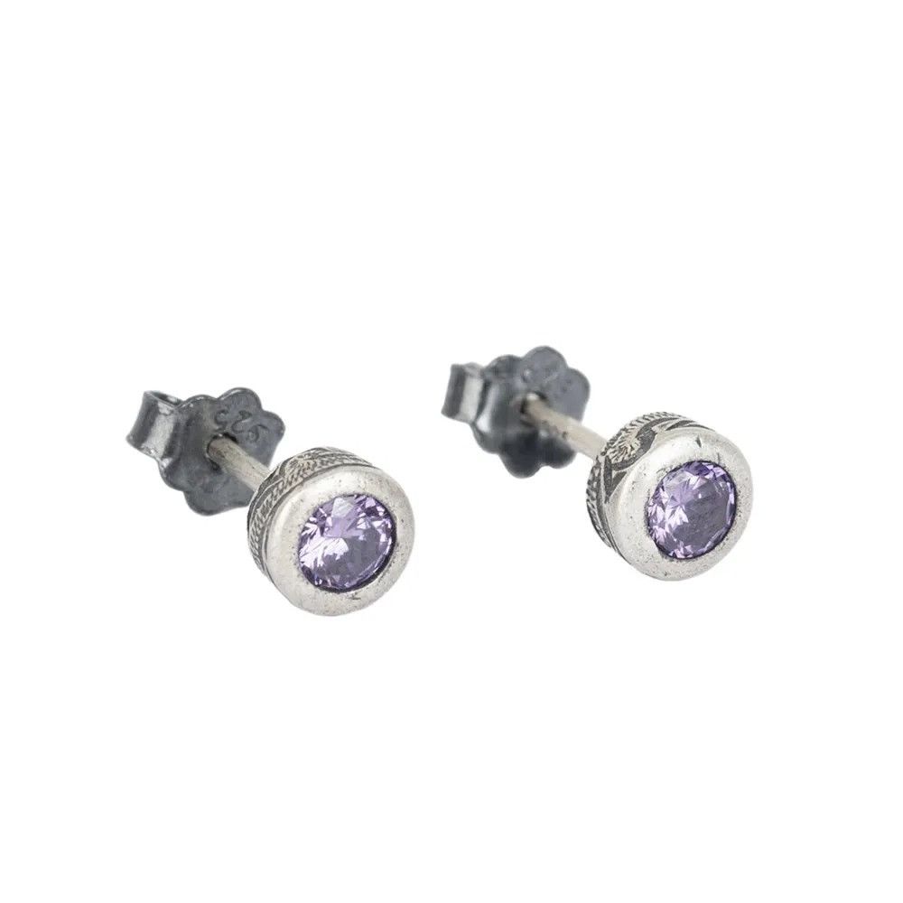 Jewelry Purple Zircon Stud Earrings 925 Sterling Ear Studs Charms Size ONE SIZE - 7 Thumbnail