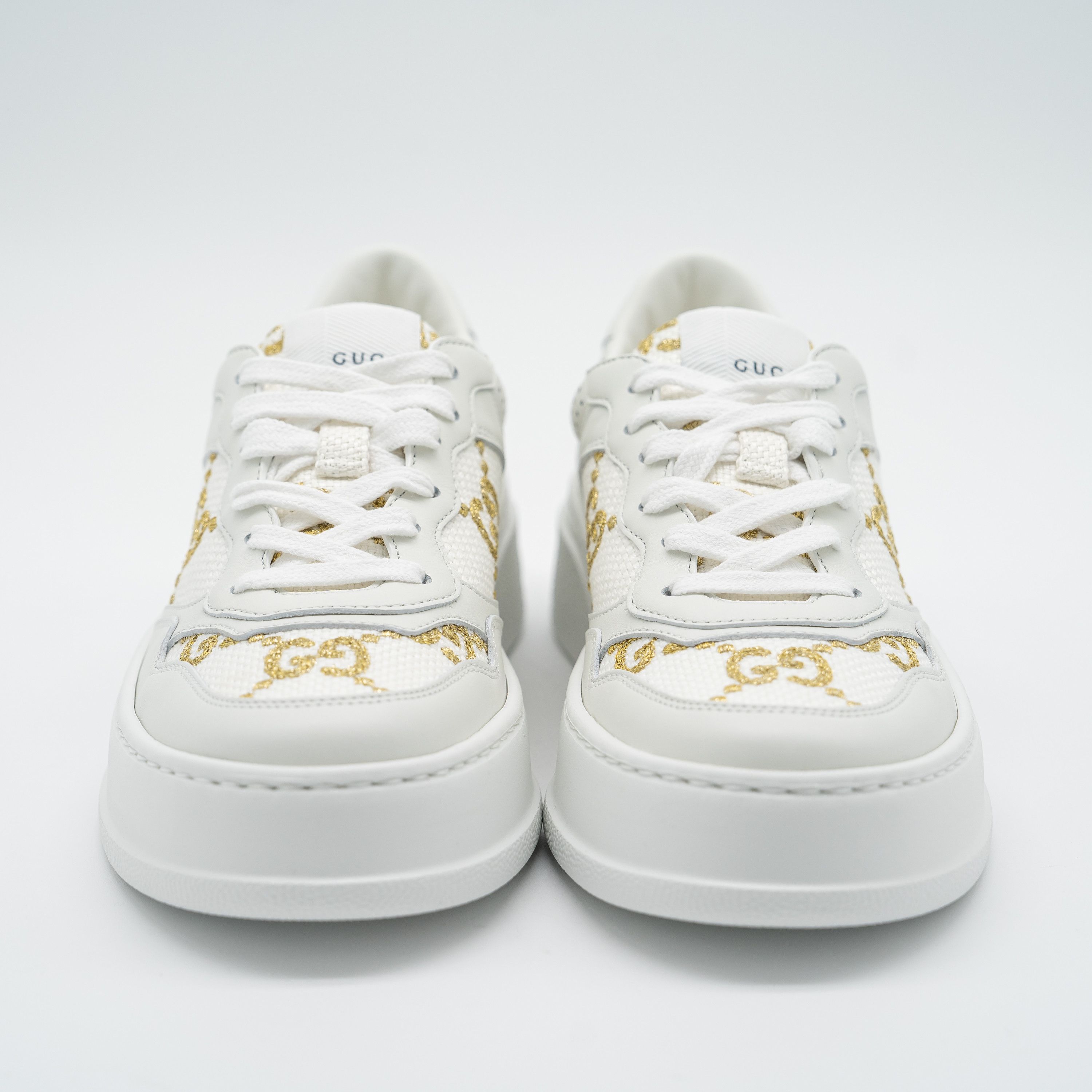 Gucci 6us Gucci GG White Gold Leather Sneakers Chunky Size US 6 / IT 36 - 2 Thumbnail