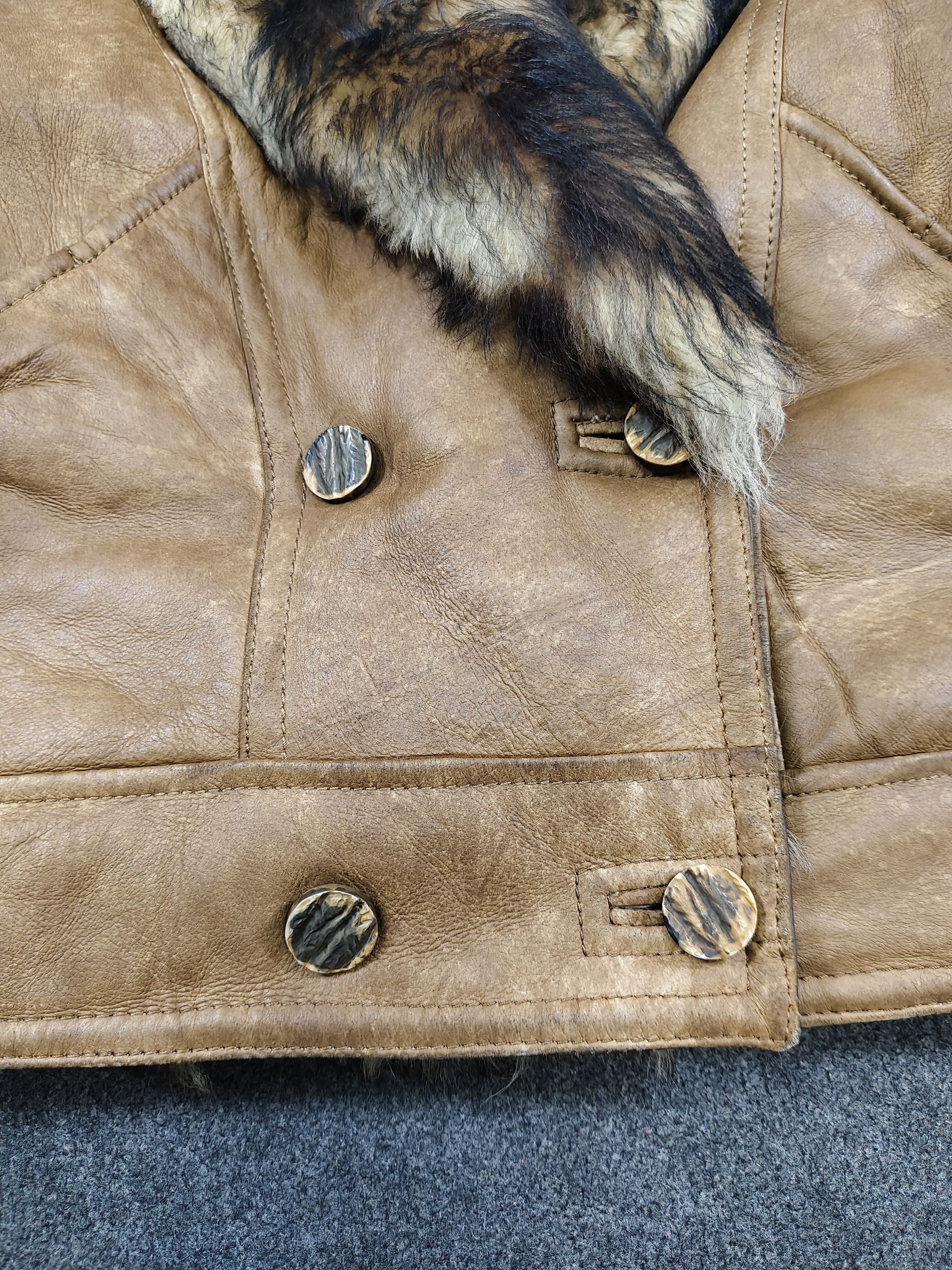 Vintage 80s FLORA- Oversized Real Fur Shearling Lined Leather Bomber Size US L / EU 52-54 / 3 - 9 Thumbnail