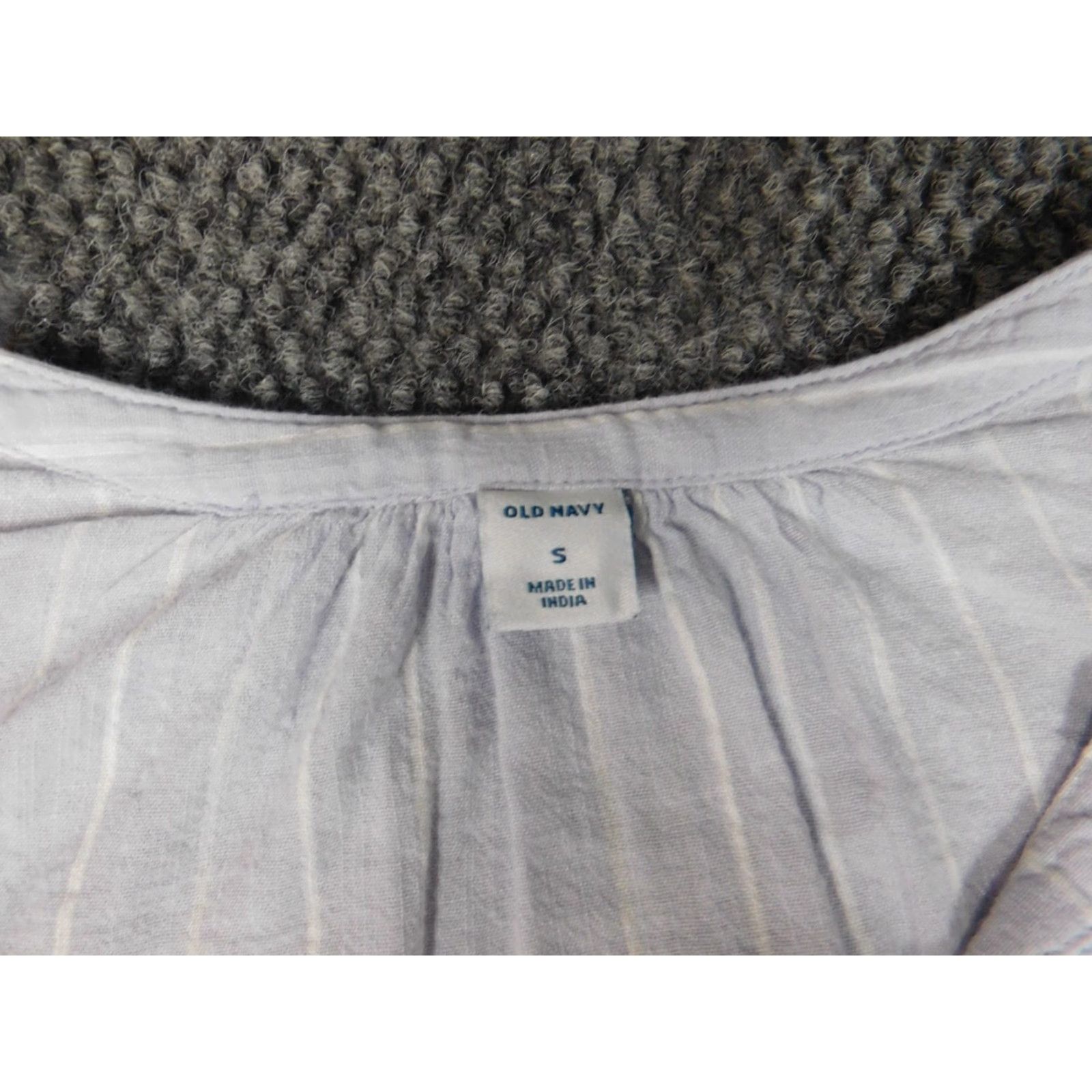 Old Navy Old Navy Womens Blouse S Purple Striped Pullover Collared Shirt (Casual) Cotton Viscoe Sheer Button" Size S / US 4 / IT 40 - 4 Thumbnail
