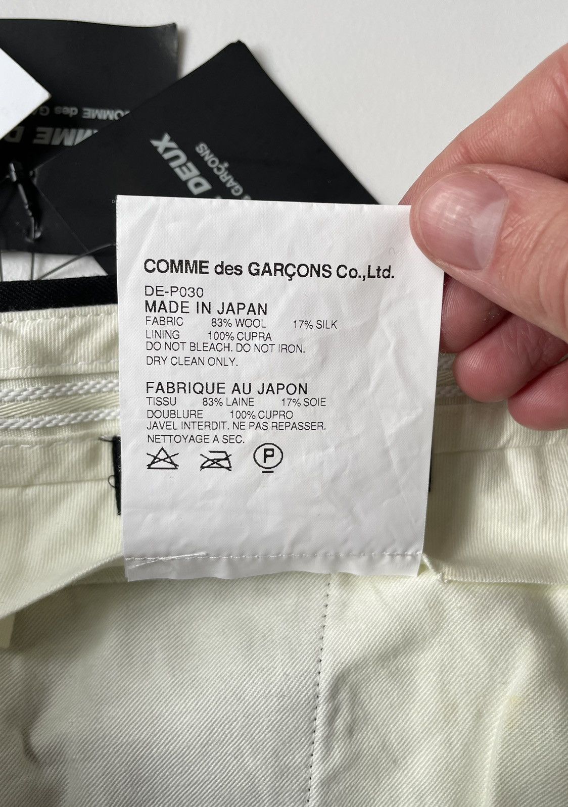 Comme des Garcons S/S 09 Black Chevron Pinstripe Wool Trousers Size US 34 / EU 50 - 6 Thumbnail
