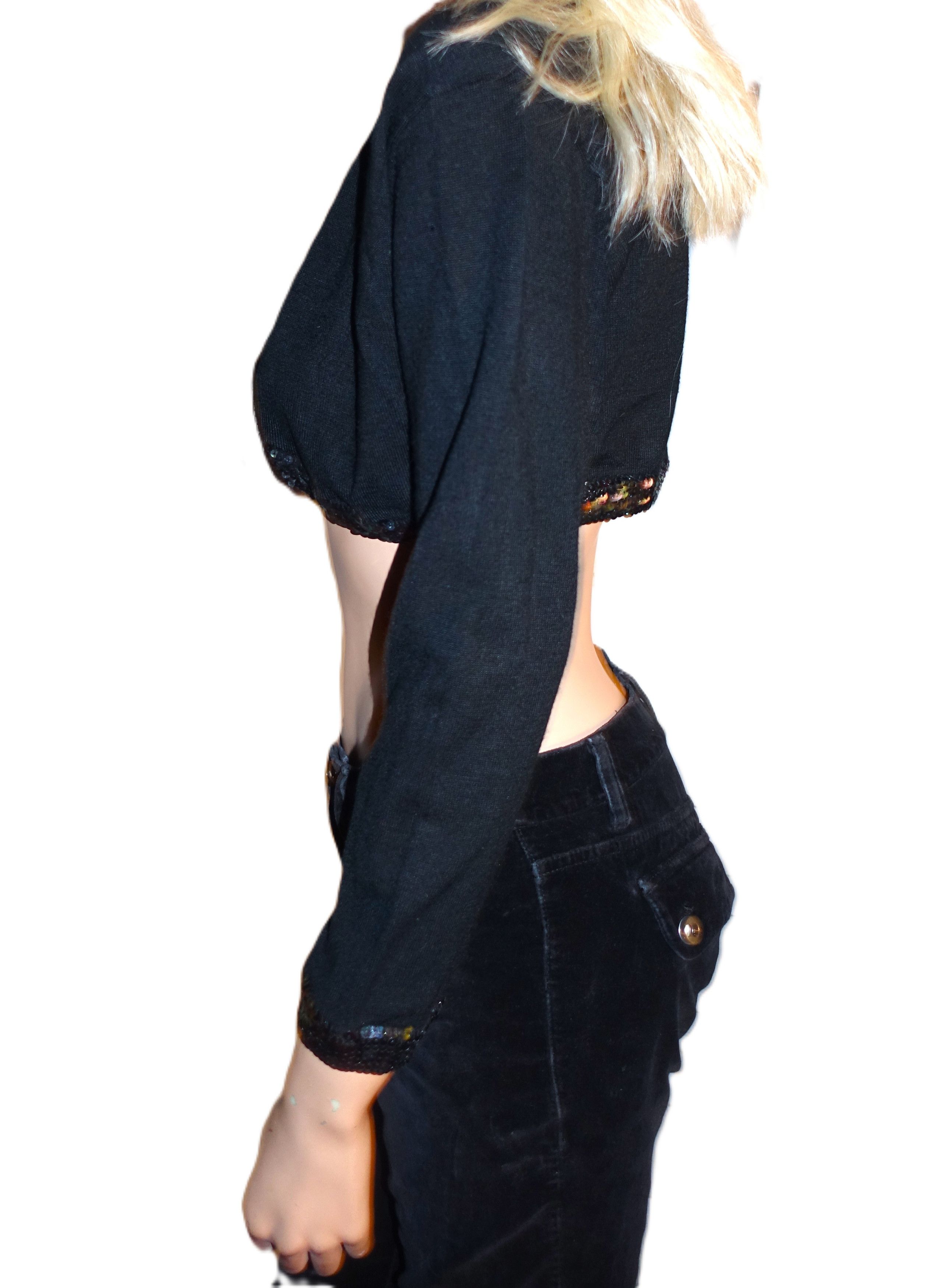 Other Poetry Black Sequin Cropped Cardigan L NWT Size L / US 10 / IT 46 - 4 Thumbnail