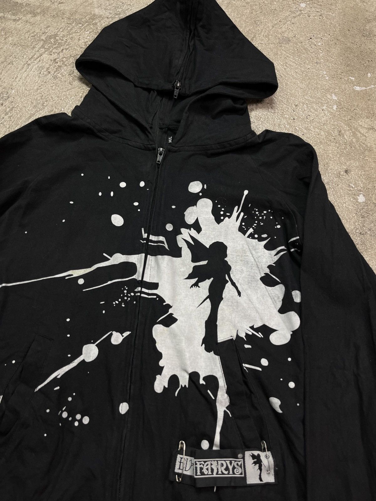 Vintage EVIL FAIRYS Y2K AVANTGARDE DOUBLE HOODED ZIP HOODIE - № 1299 Size M / US 6-8 / IT 42-44 - 6 Thumbnail
