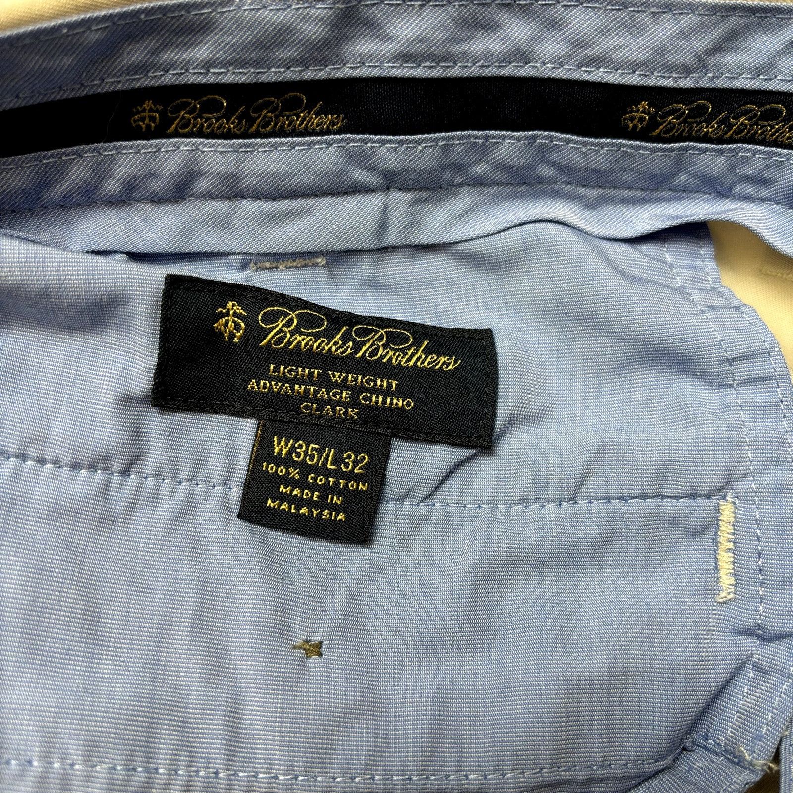 Brooks Brothers Brooks Brothers Men's Size 35x32.5 Tan Cream Cotton Flat Fro Size US 35 - 7 Thumbnail