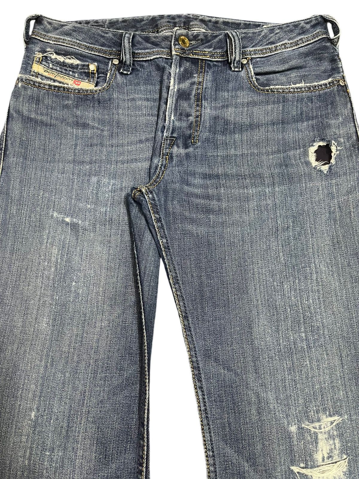 Diesel Vintage Diesel Industry Blue Wash Distress Bootcut Jeans Size US 32 / EU 48 - 4 Thumbnail