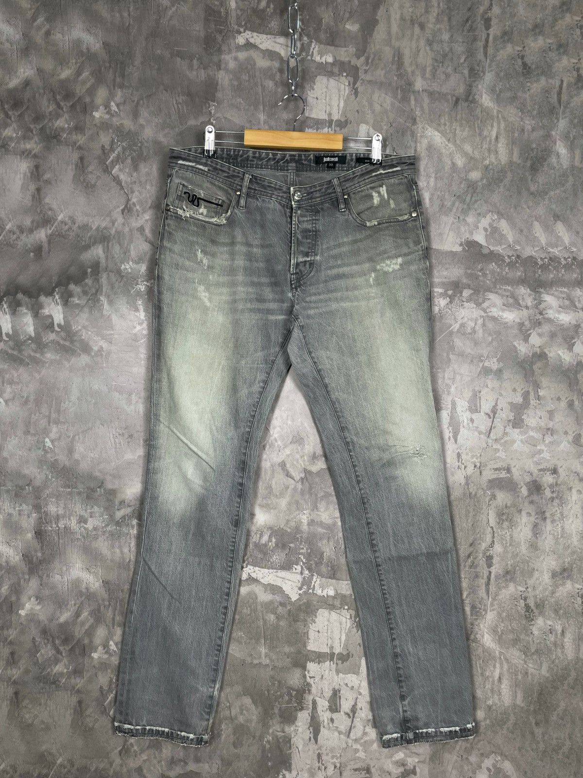 Just Cavalli × Vintage 00s Just Cavalli Vintage Y2K Glamour Retro Denim Pants Size US 33 - 2 Thumbnail