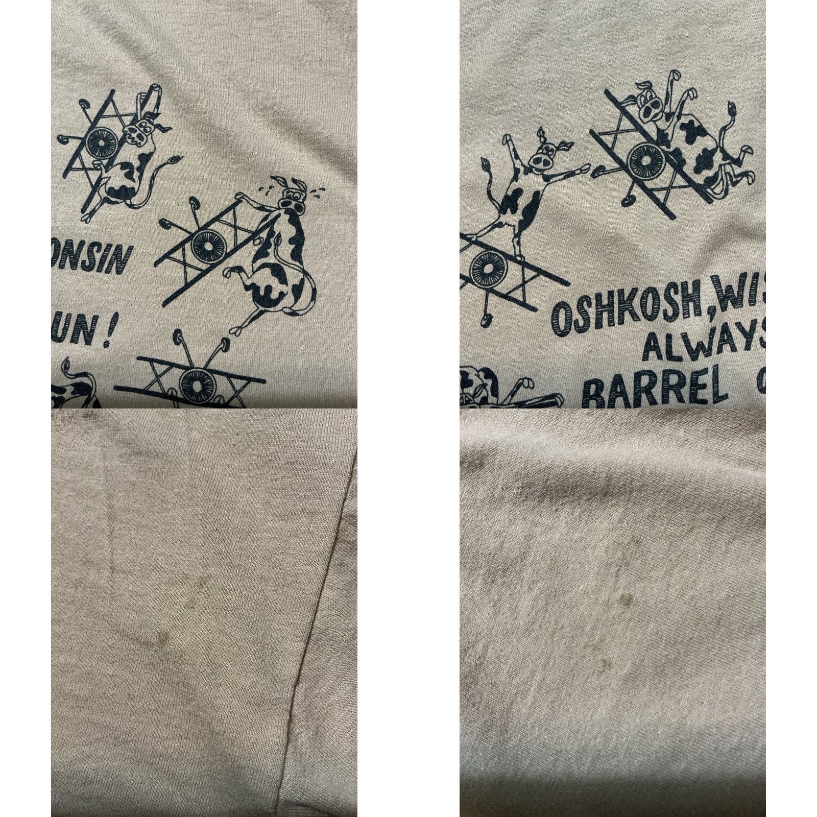 Gildan OshKosh Wisconsin Always Barrel Fun Flying Cows Plane Aviation Graphic T-Shirt M Mens Beige Size US M / EU 48-50 / 2 - 8 Thumbnail