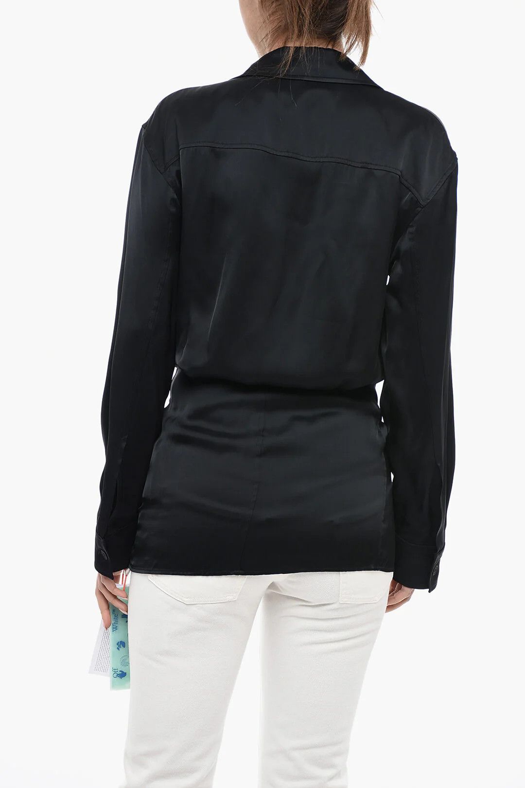 Off-White og1mm0426 Satin Shirt in Black Size M / US 6-8 / IT 42-44 - 2 Thumbnail