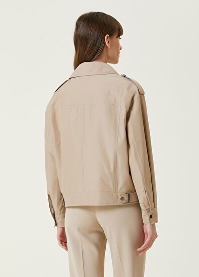 Brunello Cucinelli o1y0725 Biker Jacket in Beige Size XS / US 0-2 / IT 36-38 - 4 Thumbnail