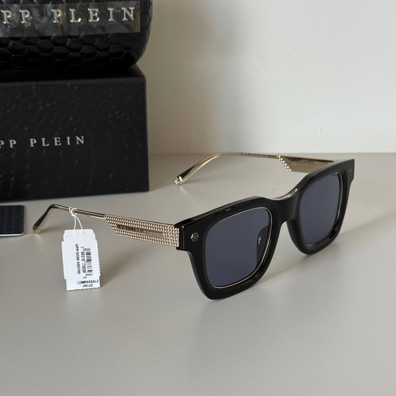 Philipp Plein Philipp Plein Rock Superhero SPP105 Men’s Sunglasses Black Size ONE SIZE - 1 Thumbnail