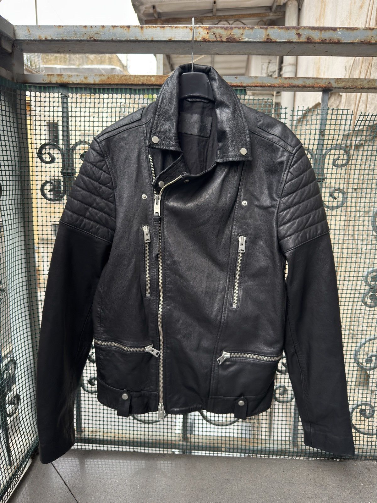 Allsaints AllSaints Lamb Leather Jacket Mens Small Black Bales Biker Size US S / EU 44-46 / 1 - 2 Thumbnail