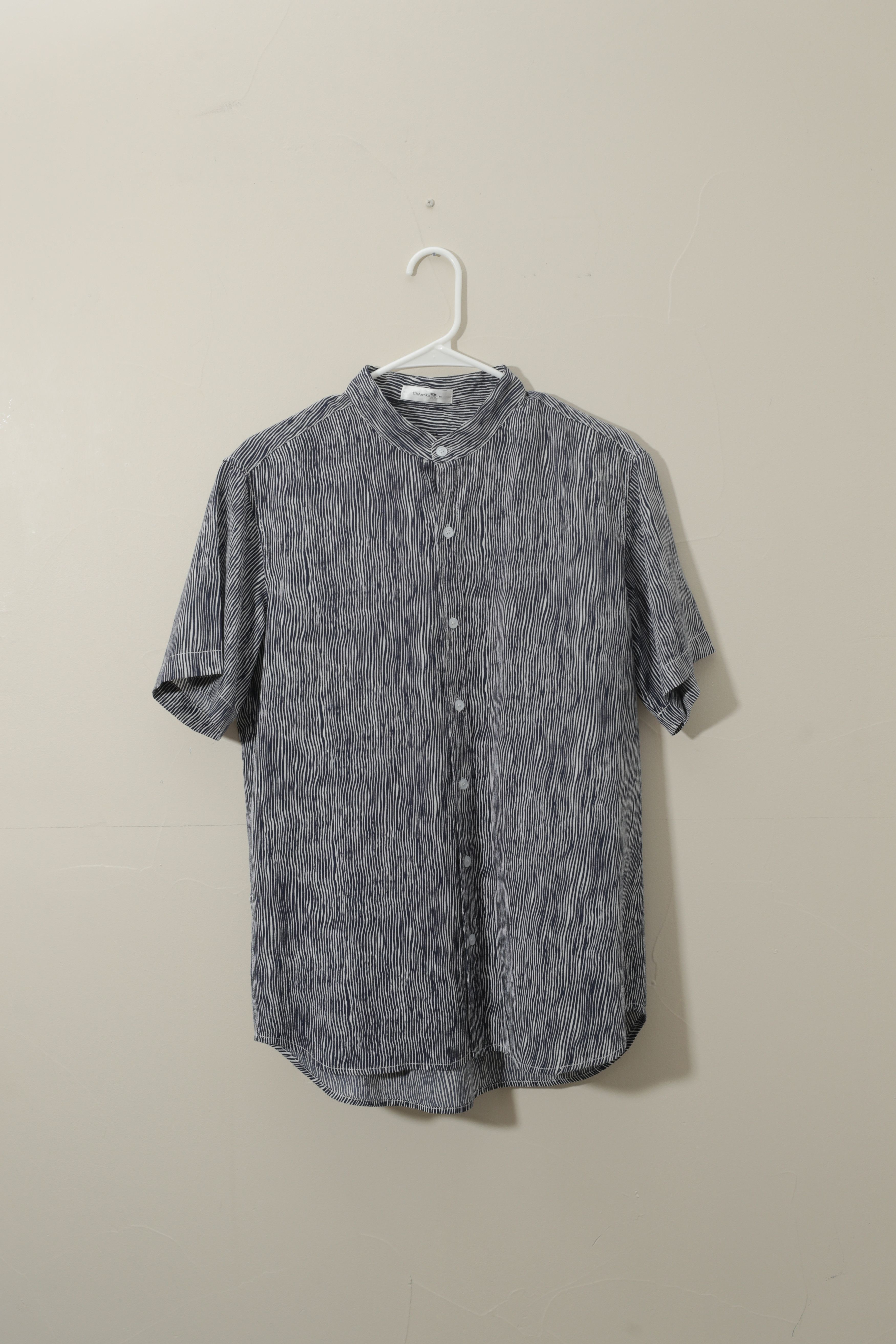 Other CharmkpR Striped Short Sleeve Button Up No Collar (M) Size US M / EU 48-50 / 2 - 1 Thumbnail