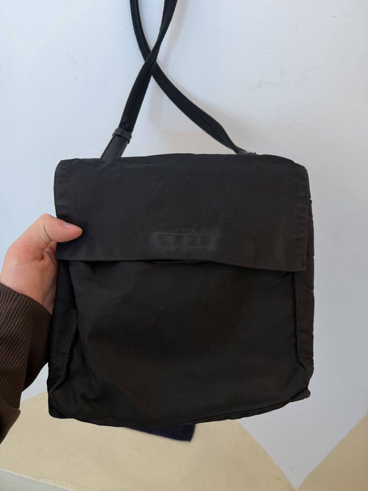 Prada Prada Logo Nylon Shoulder Bag Black Size 25x25 Size ONE SIZE - 4 Thumbnail