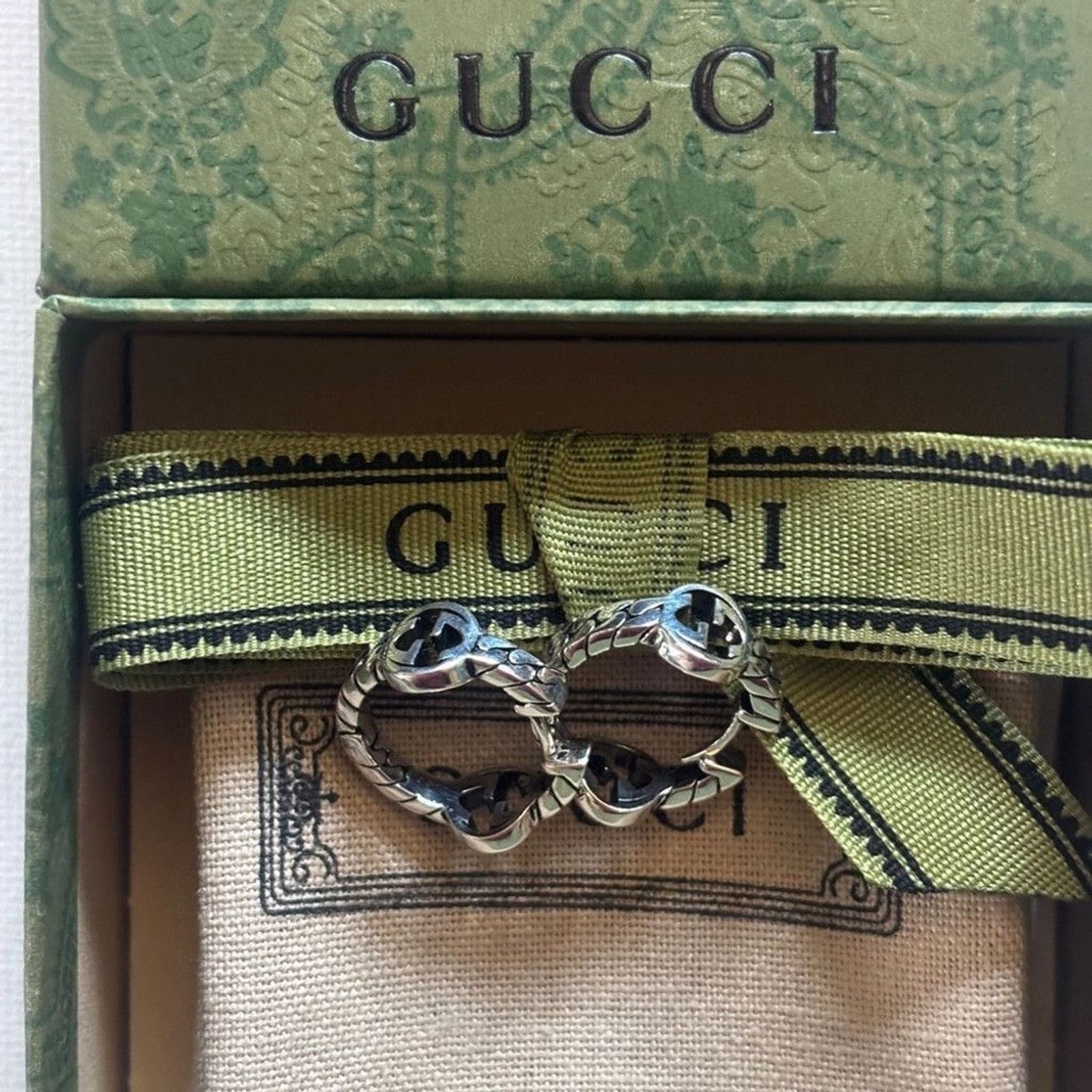 Gucci Gucci Sterling Silver Interlocking G Hoop Earrings Size ONE SIZE - 3 Thumbnail