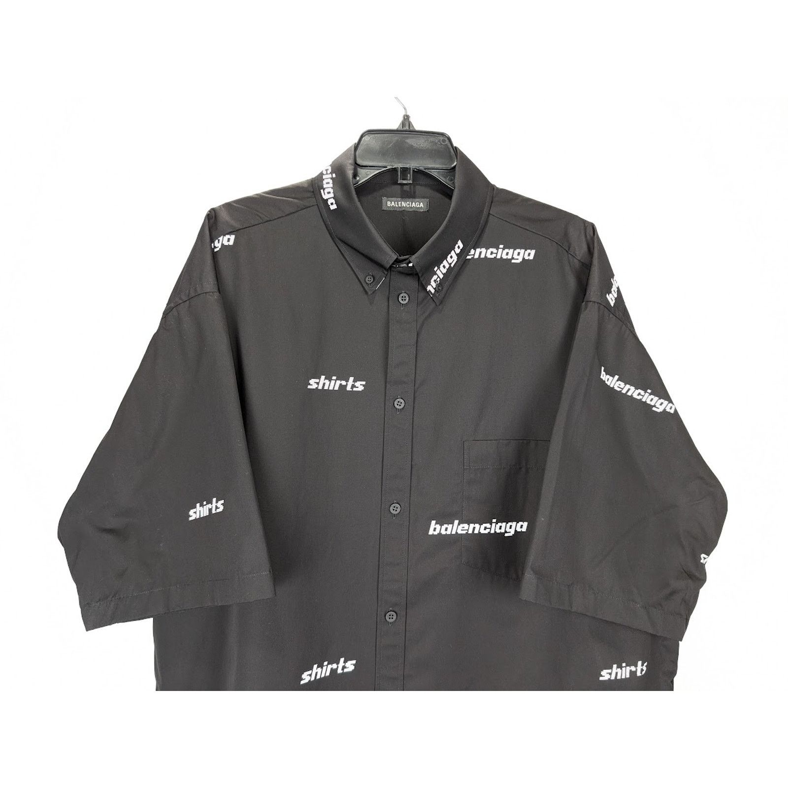 Balenciaga o1rshd1 Shirt Allover Poplin in Black/White Size US S / EU 44-46 / 1 - 6 Thumbnail