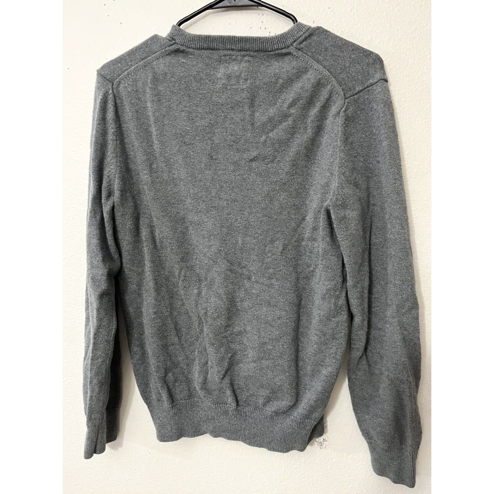 Express VINTAGE Express Mens Sweater Pullover Long Sleeve V-Neck Cotton Charcoal Gray All Seasons S Size US S / EU 44-46 / 1 - 2 Thumbnail