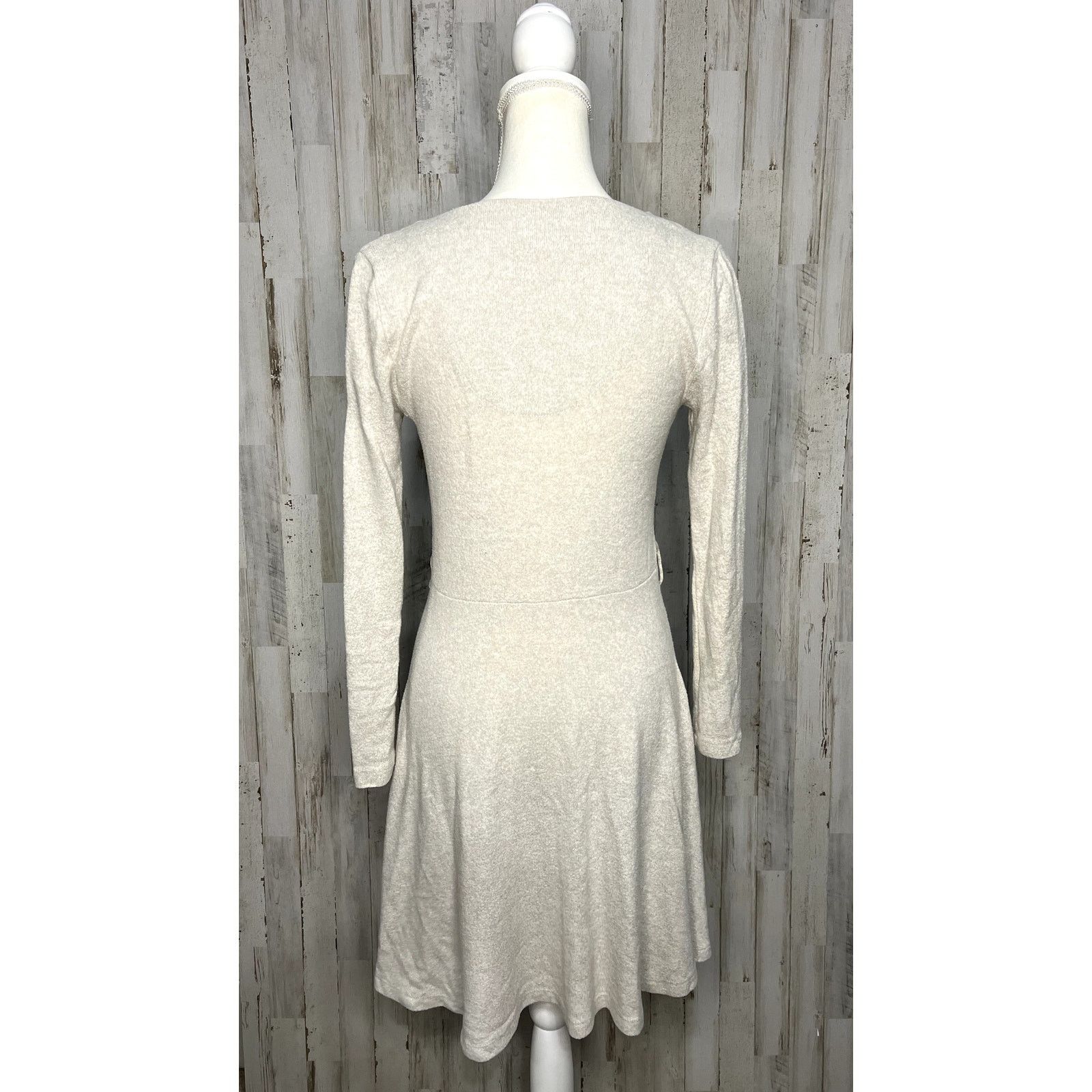 Anthropologie Saturday Sunday Women's Beige Knit Mini Dress V-Neck XS Size XS / US 0-2 / IT 36-38 - 4 Thumbnail
