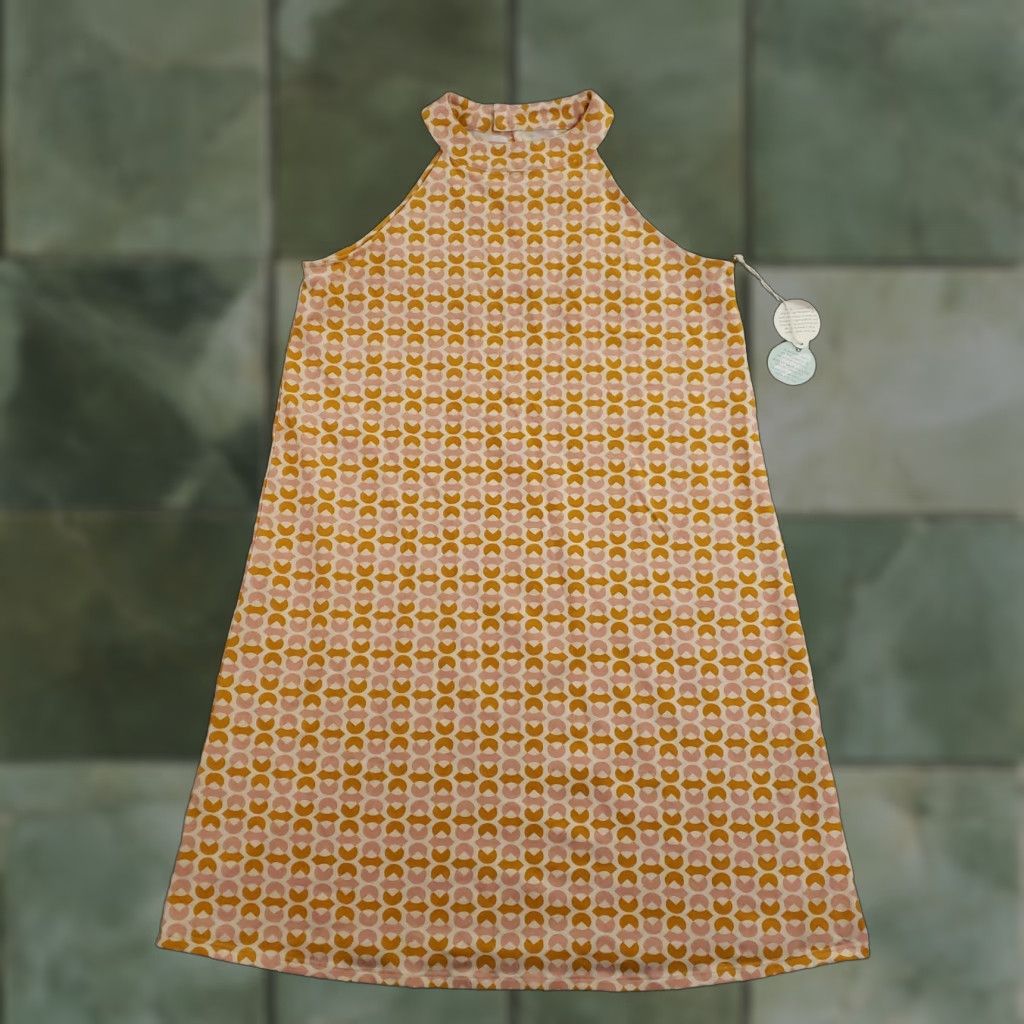 Vintage Spartina 449 Dress Womens Small Pink Yellow Ollie Geo Gabbi Halter Knit A-Line/Shift Sleeveless 95% Cotton 5% Spandex Spring/Summer Womens Size S / US 4 / IT 40 - 1 Thumbnail