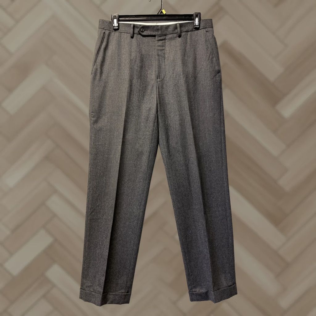 Vintage Anderson Morton Dress Pants Men’s 34x32 Gray Wool Flat Front Zipper Casual Dress Pants Classic Fit Slash Pockets Italy Size US 34 / EU 50 - 1 Thumbnail