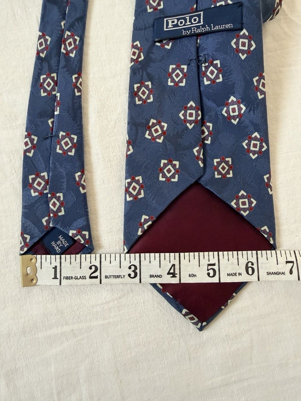 Polo Ralph Lauren Vtg Polo Ralph Lauren Silk Necktie Blue Geometric Floral 55" Size ONE SIZE - 9 Thumbnail