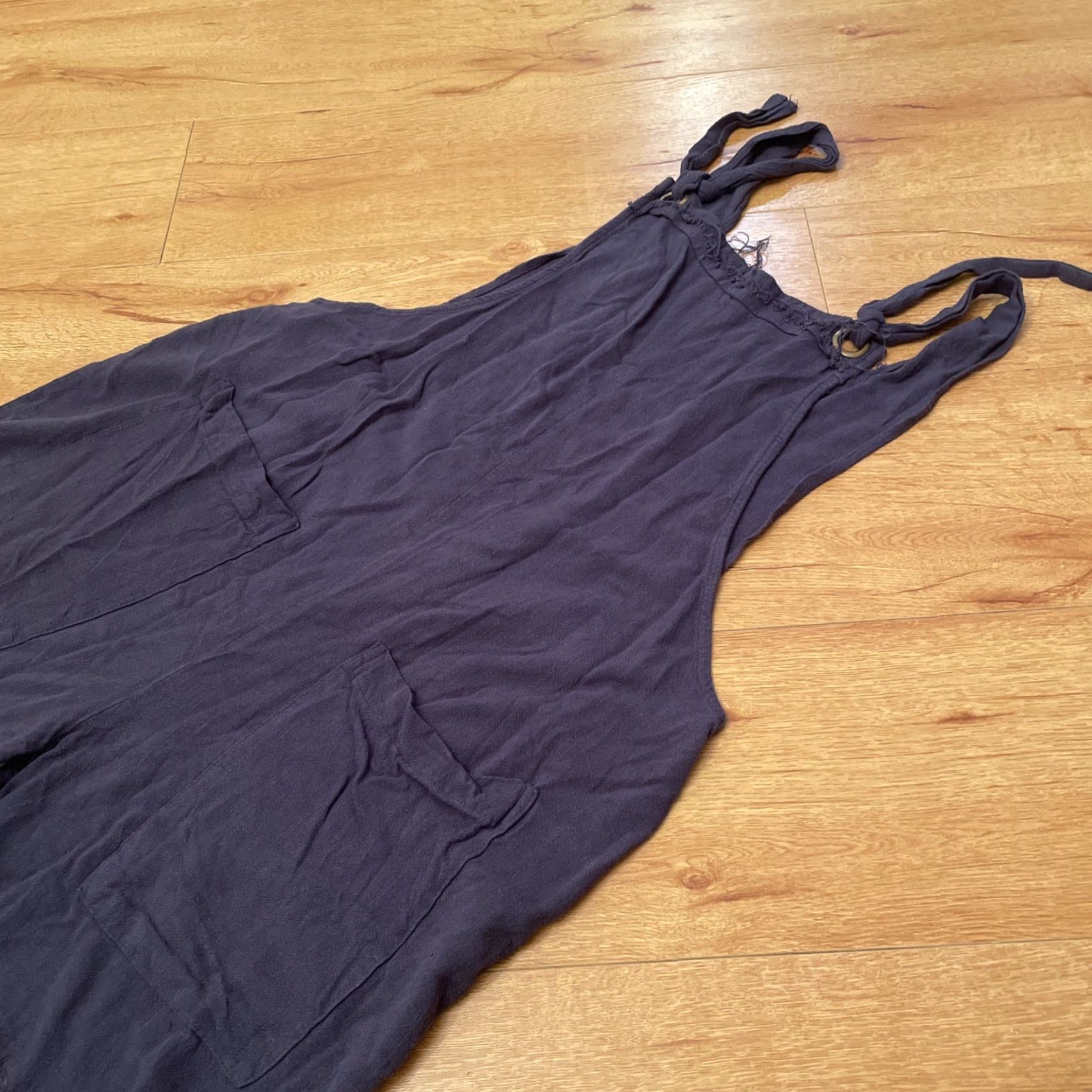Vintage Natural Life Carly Overall Shorts Large Tie Front Navy Linen Blend Boho Casual Women Large Tie Front Shorts Size 36" / US 14 / IT 50 - 6 Thumbnail